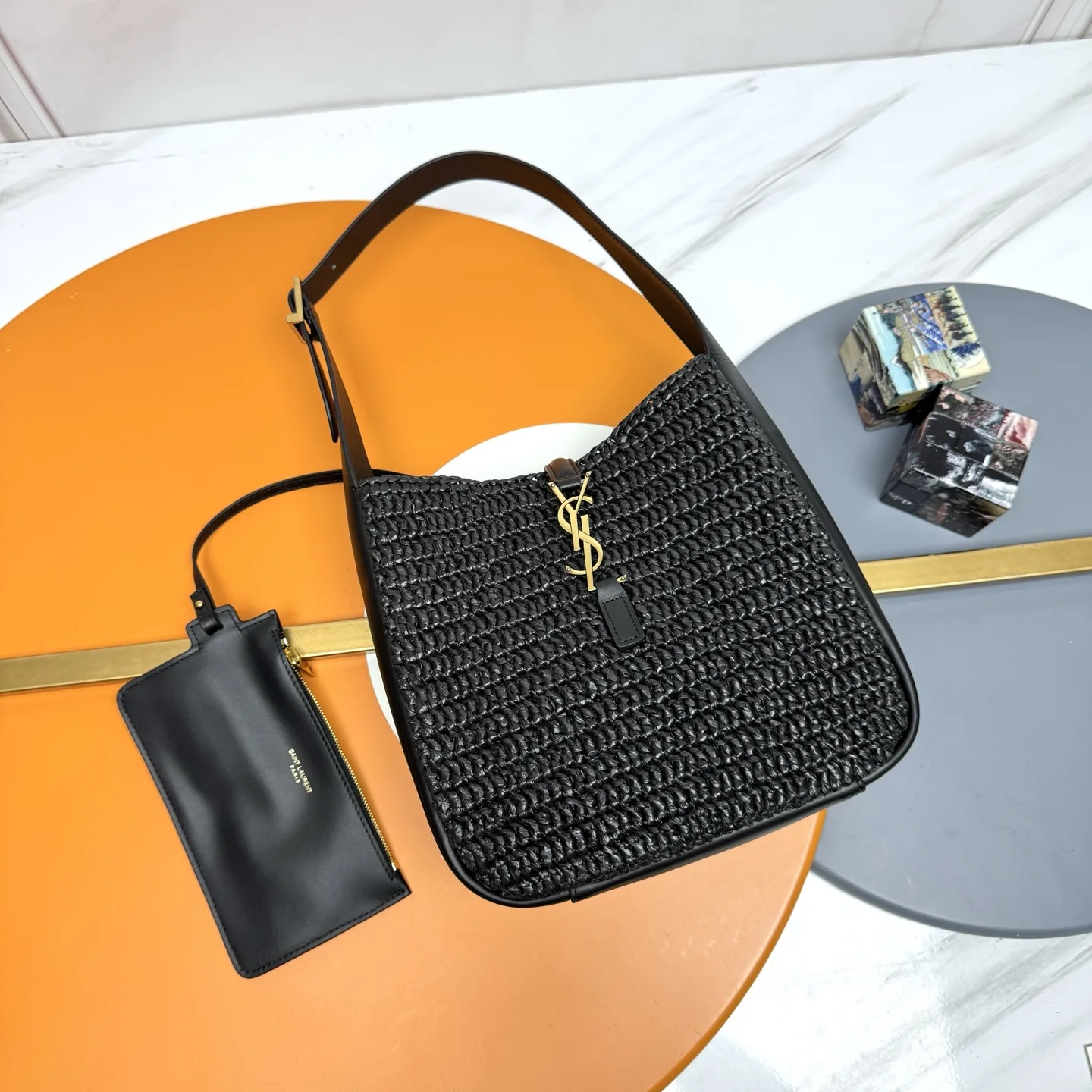 Saint Laurent Straw Woven Shoulder Bag product photo from LabelPicks
