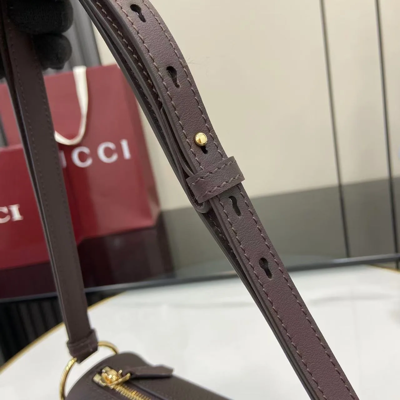 Gucci Brown Grained Leather Crossbody Bag product photo from LabelPicks