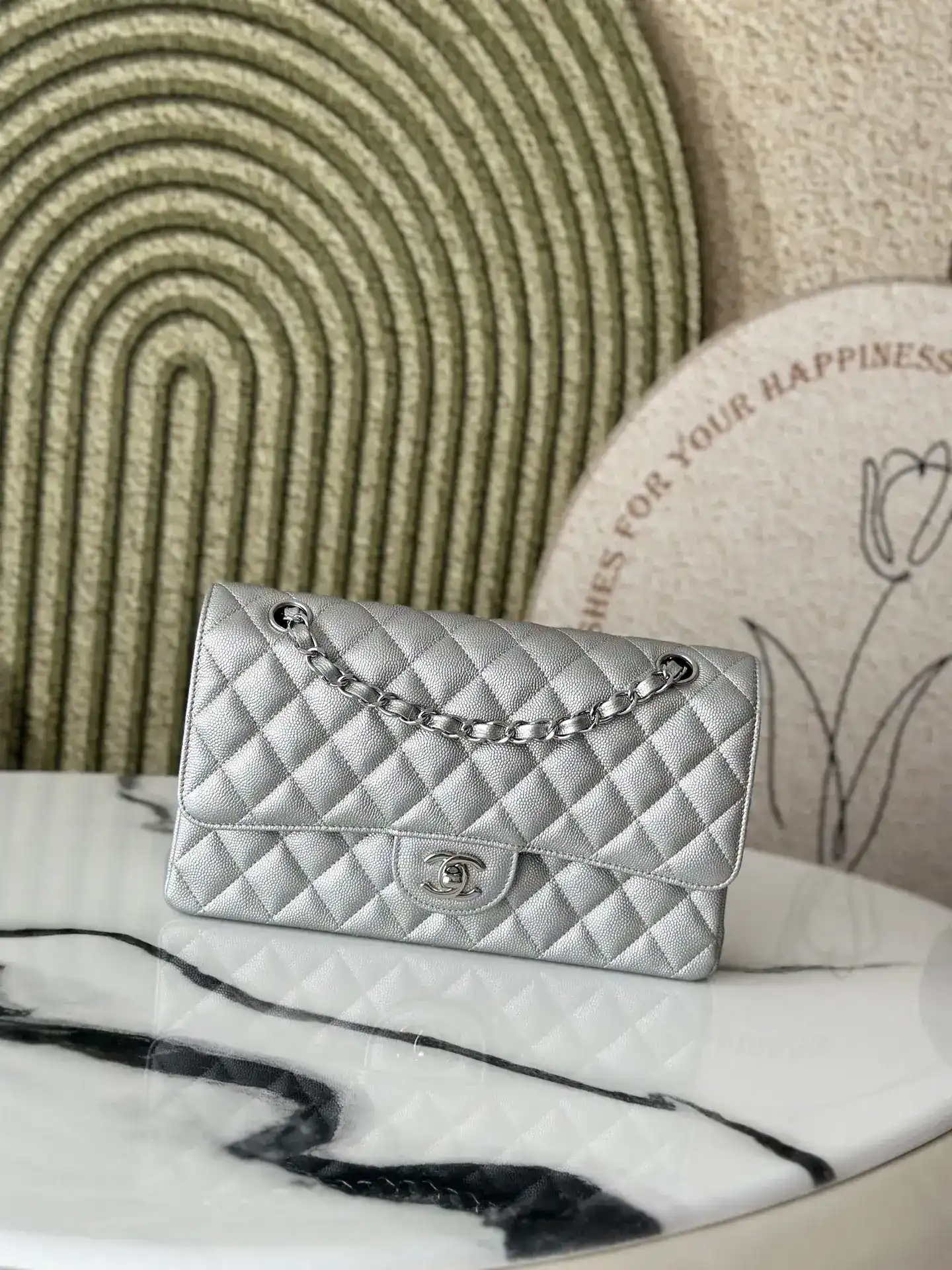 Chanel Classic Flap Silver Calfskin Shoulder Bag product photo from LabelPicks