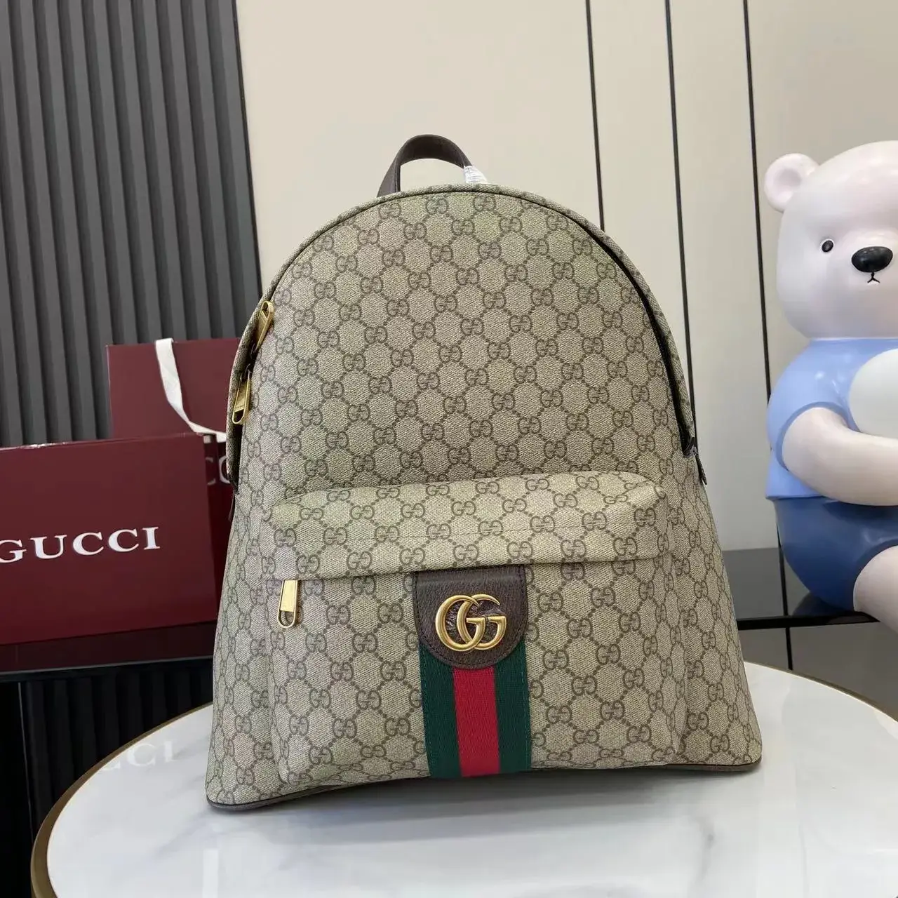 Gucci Ophidia Brown GG Supreme Canvas Backpack product photo from LabelPicks