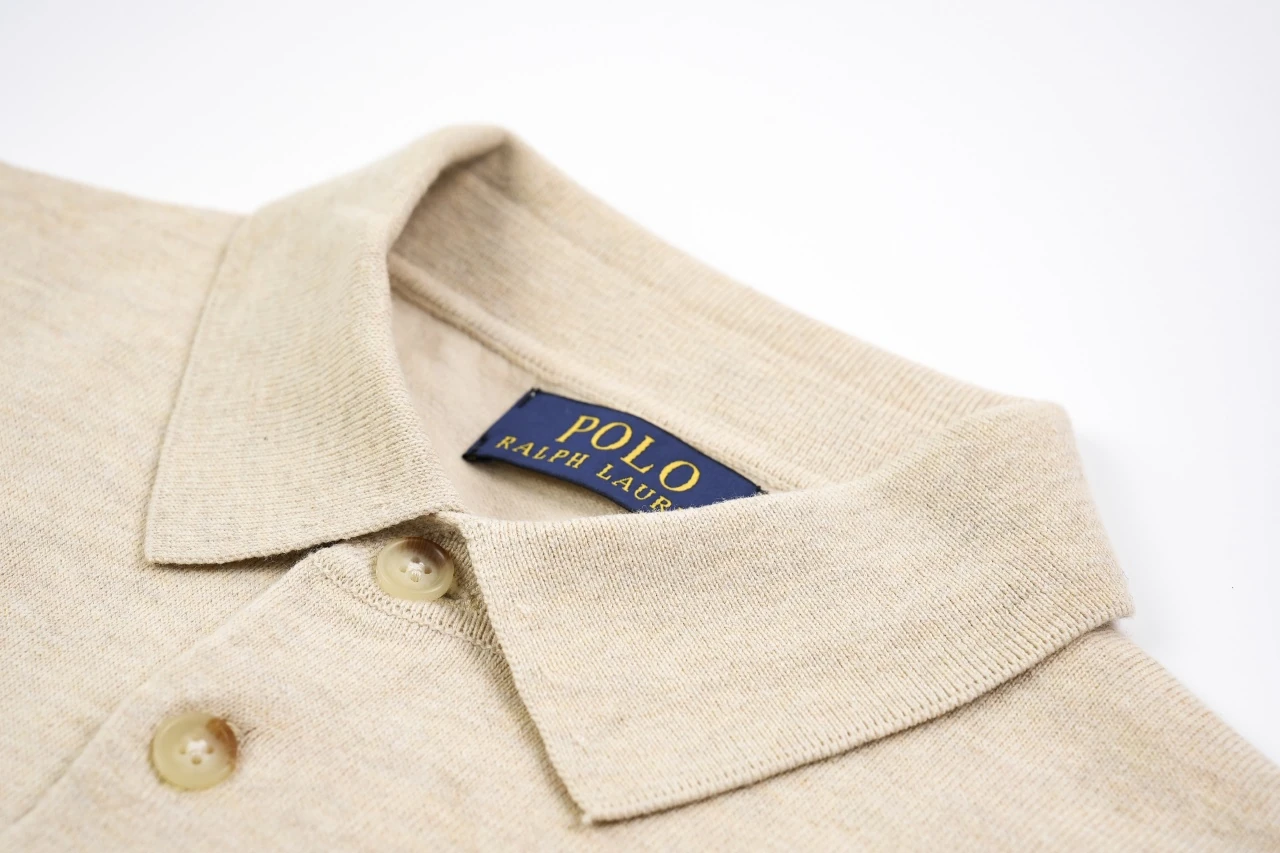 Ralph Lauren Beige Pony Embroidered Plain Knit Polo Shirt product photo from LabelPicks