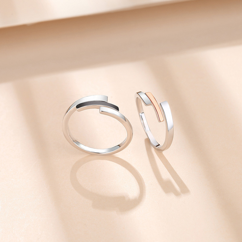 Endless love couple rings, made of pure silver, a pair, minimalist Korean style, perfect for Valentine's Day
