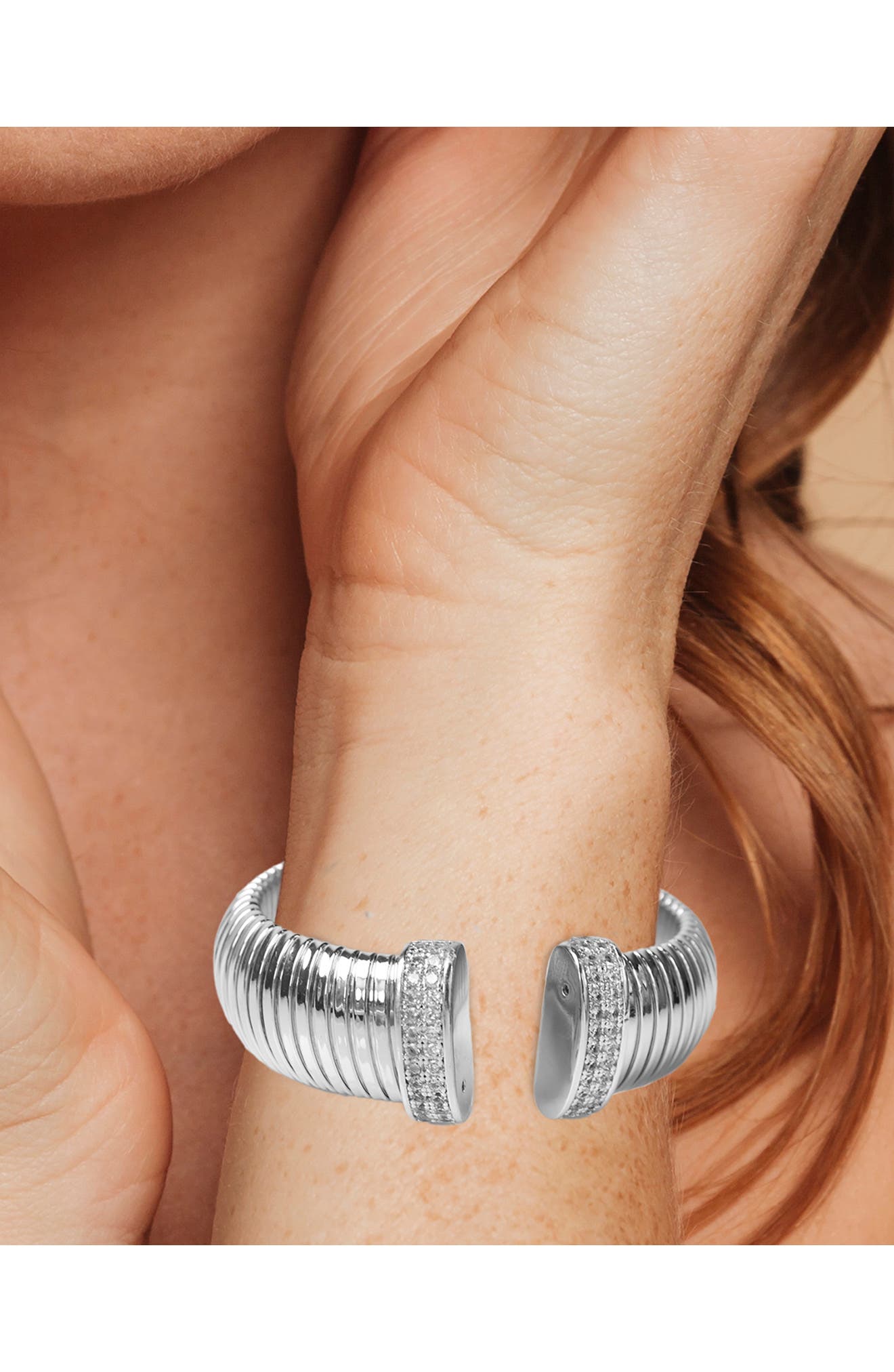 CZ by Kenneth Jay Lane Pave CZ Open Cuff Bracelet
