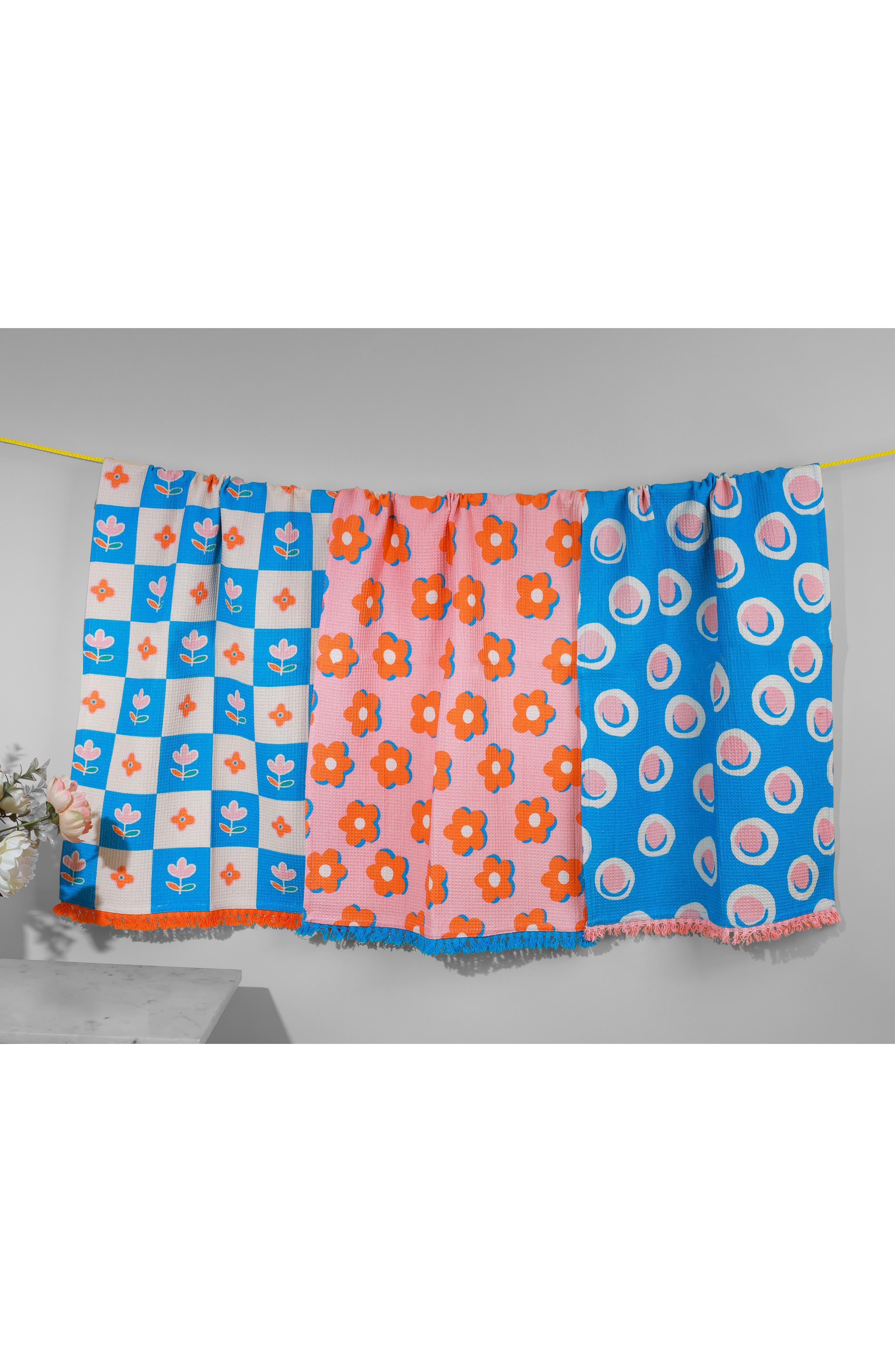 Tiramisu Set of Three Groovy Floral Kitchen Towels