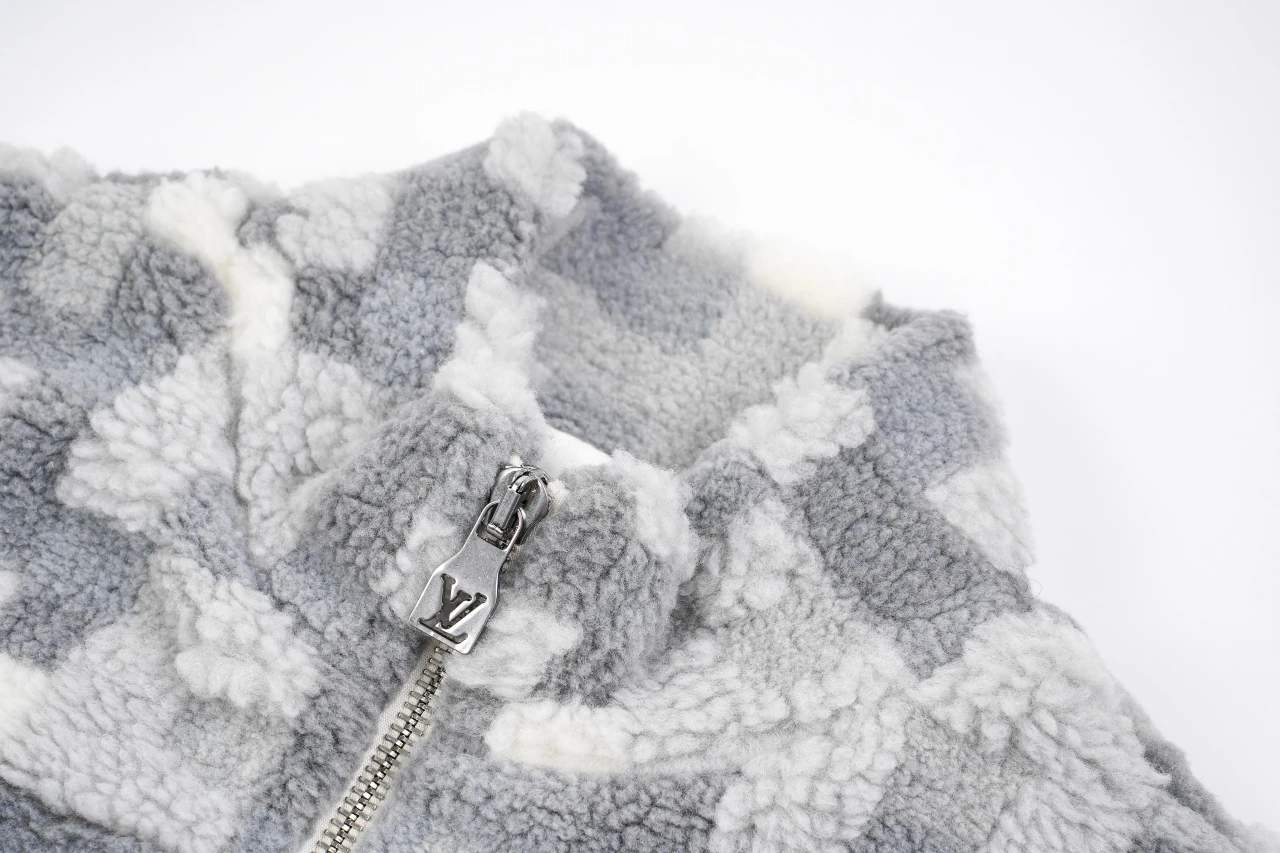 Louis Vuitton White Grey Mosaic Sherpa Jacket product photo from LabelPicks