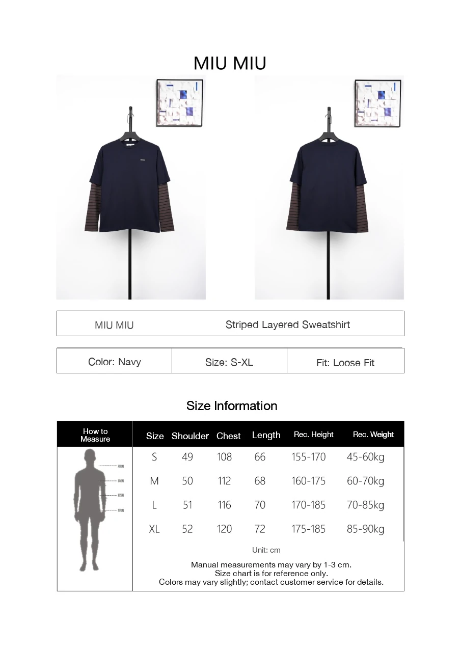 Miu Miu Navy Stripe Layered Look Long Sleeve Sweatshirt product photo from LabelPicks