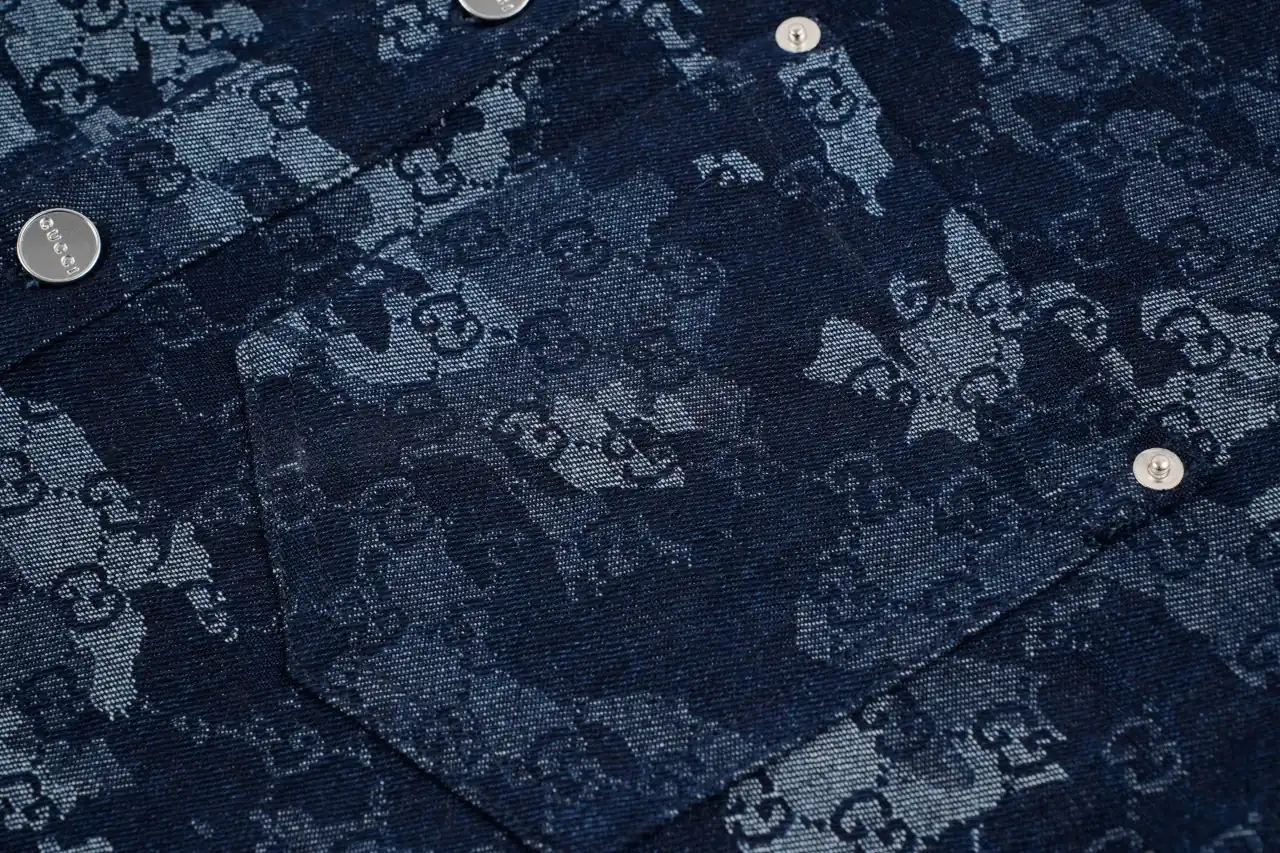 GUCCI Blue White Marble GG Denim Overshirt product photo from LabelPicks