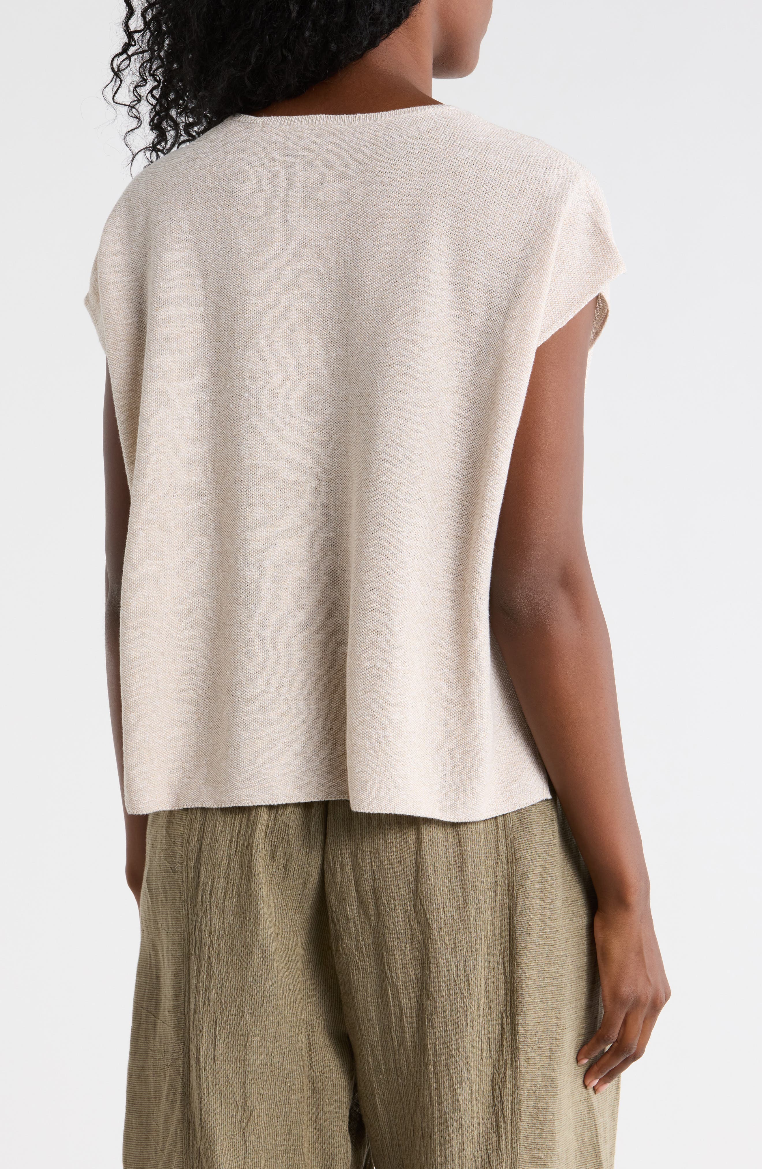 Eileen Fisher Cap Sleeve Organic Linen & Organic Cotton Sweater