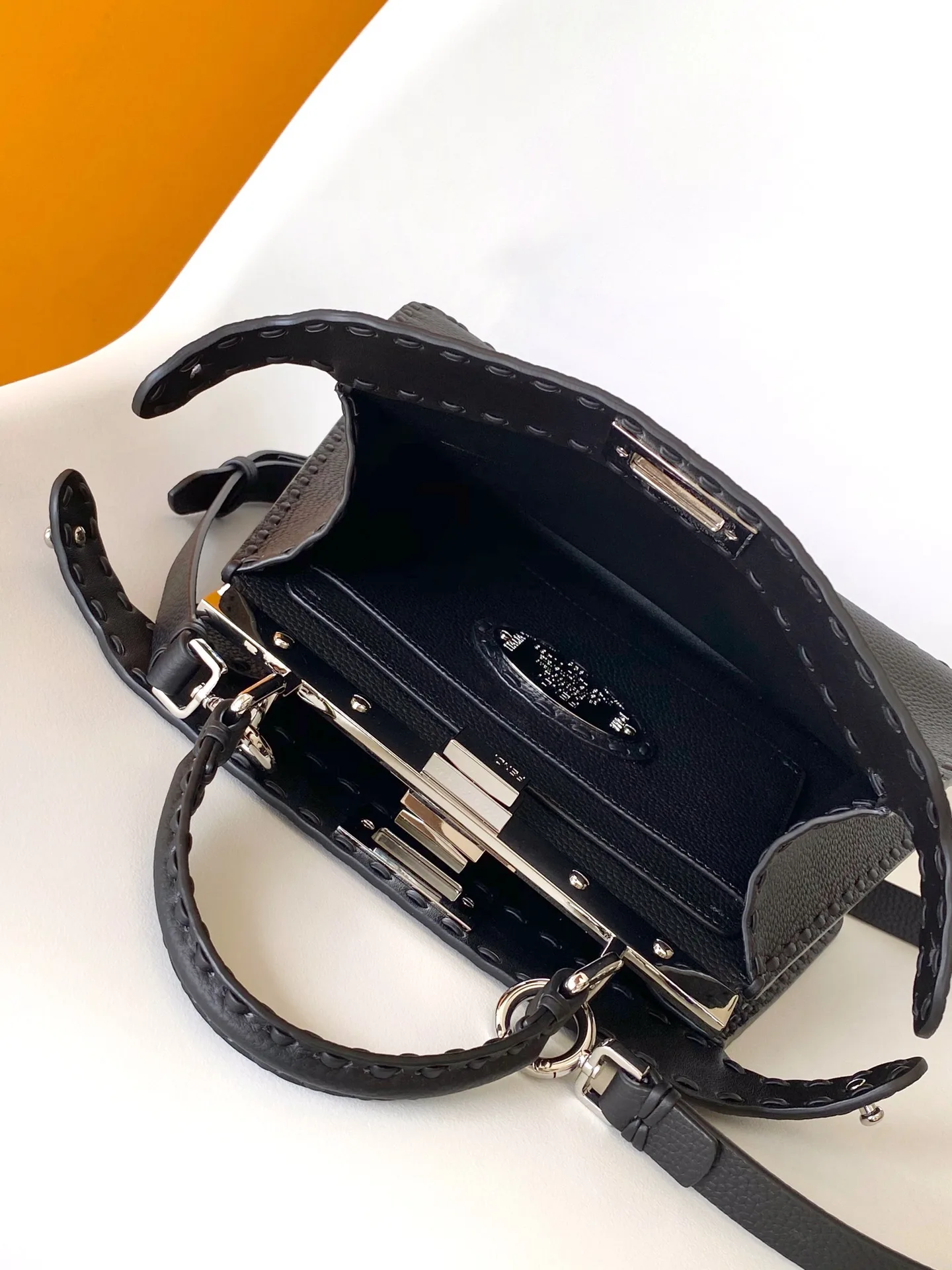 Fendi Peekaboo Black Calfskin Top Handle Bag product photo from LabelPicks