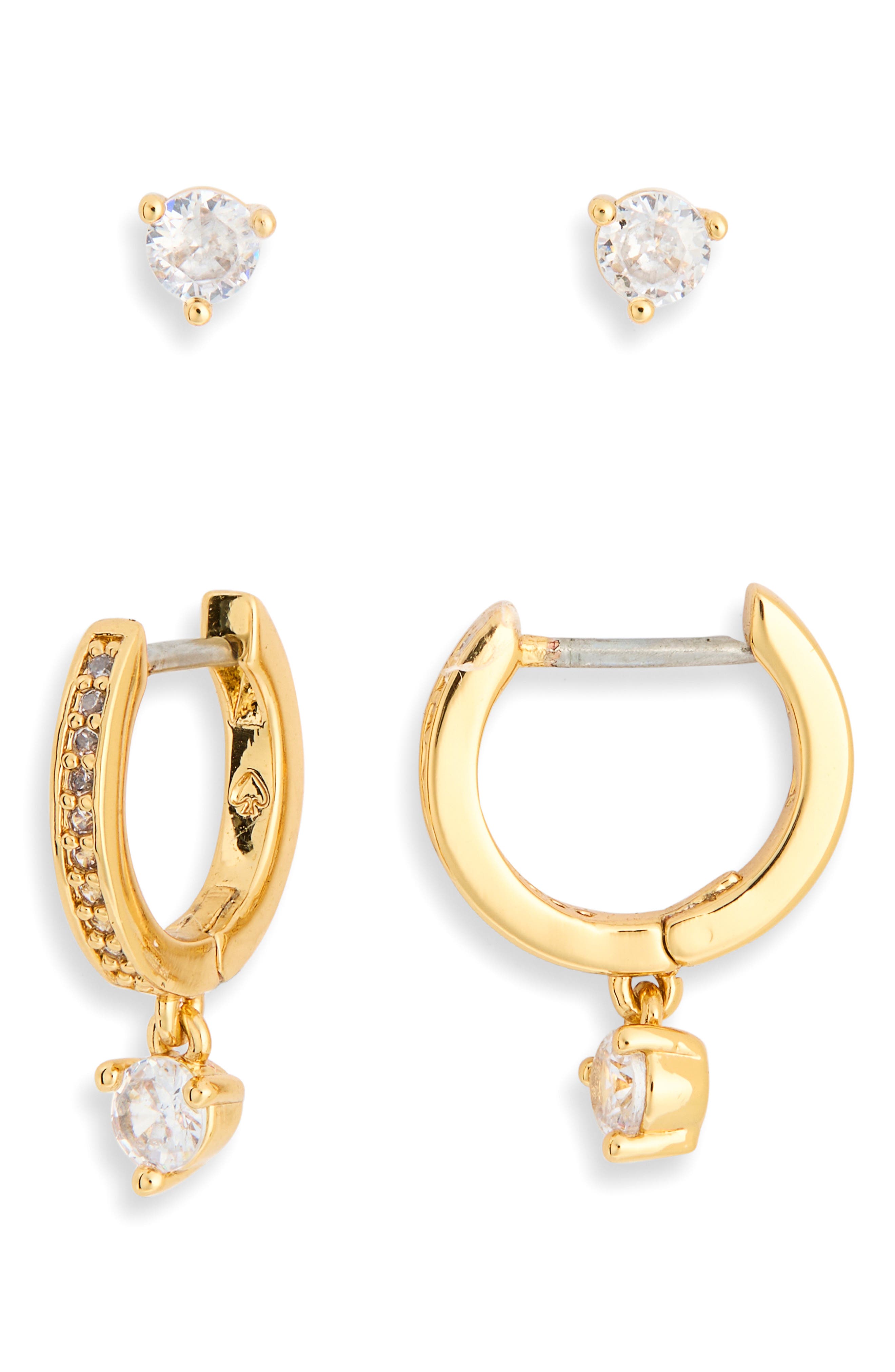 Kate Spade New York crystal stud & huggie earrings set