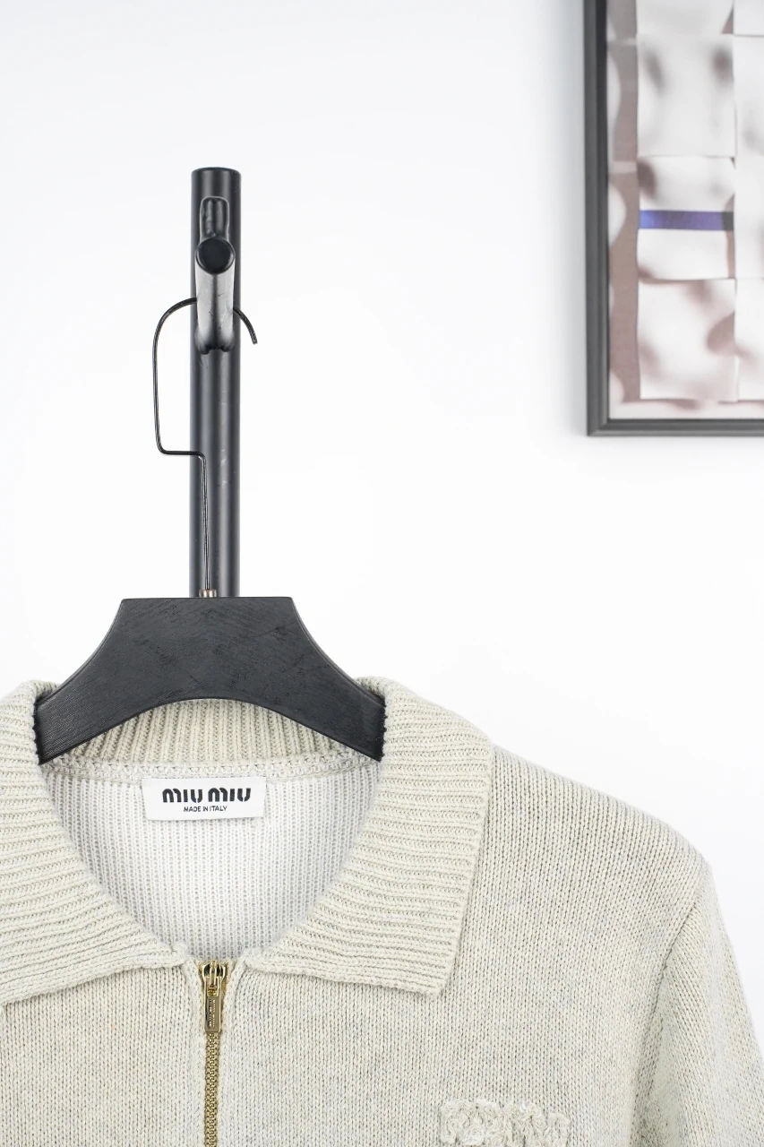 Miu Miu Oat Grey Wool Zip Jacket product photo from LabelPicks