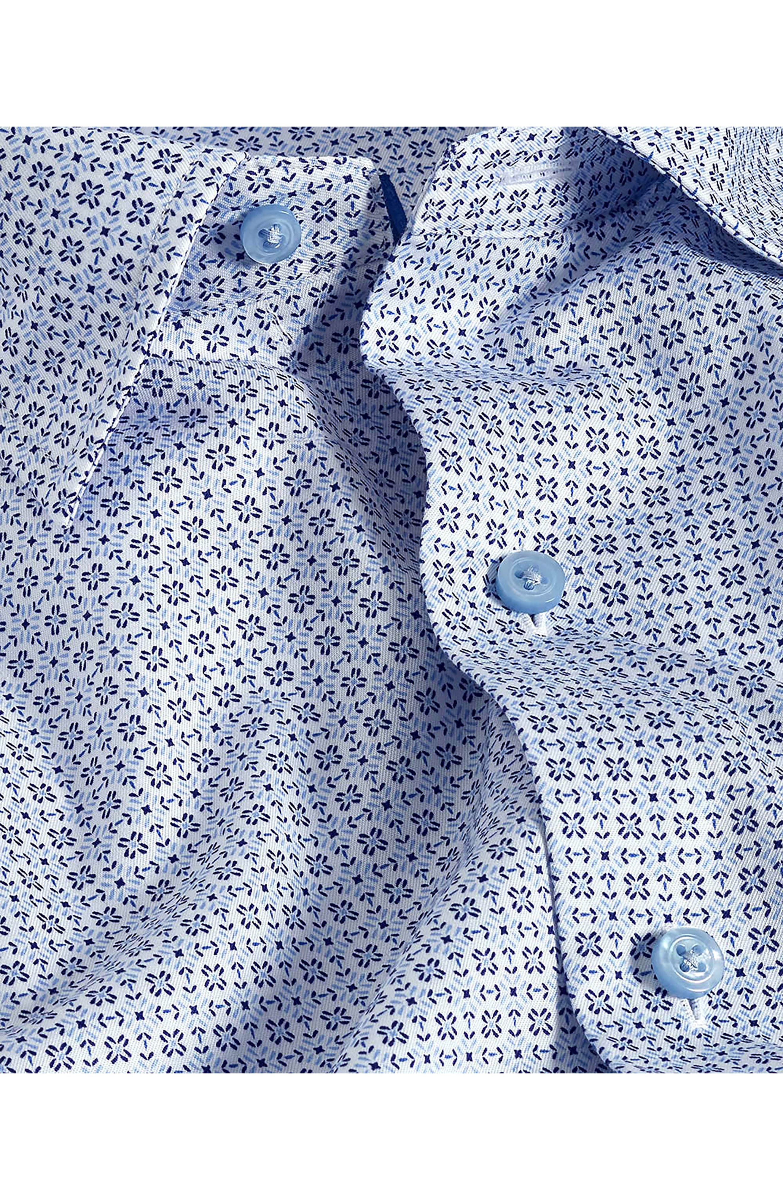 David Donahue Geometric Print Cotton Sport Shirt