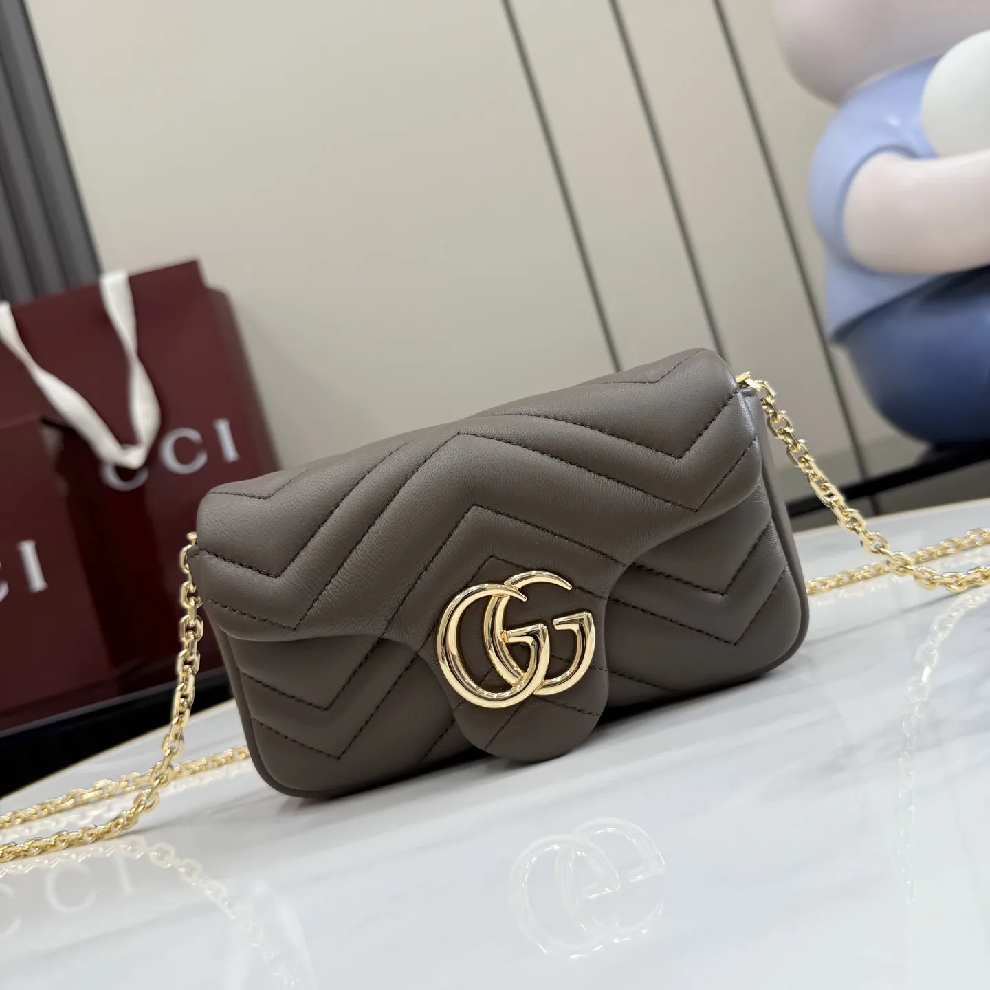 Gucci Grey Marmont GG Supreme Canvas Shoulder Bag product photo from LabelPicks