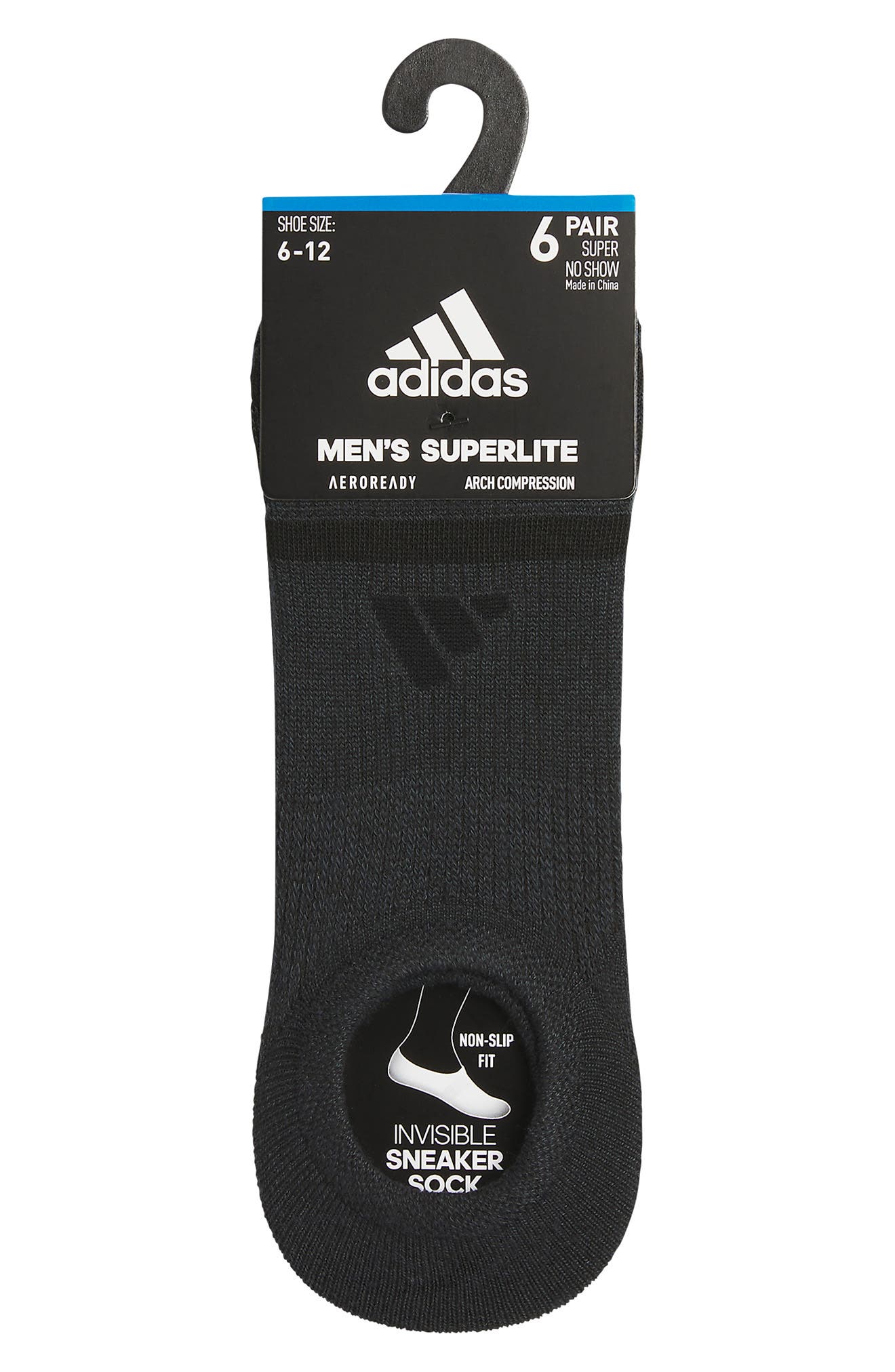 adidas 6-Pack Superlite No-Show Socks