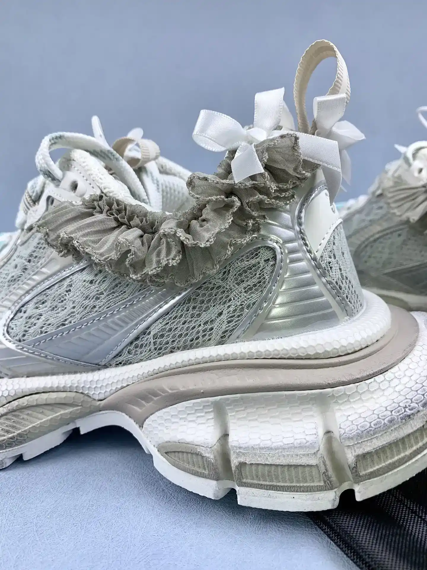 3XL Lace Sneaker in Taupe/White/Light Blue product photo from LabelPicks