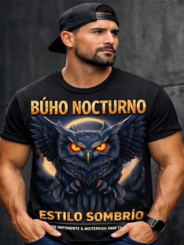 Remera Búho Nocturno – Estilo Sombrío