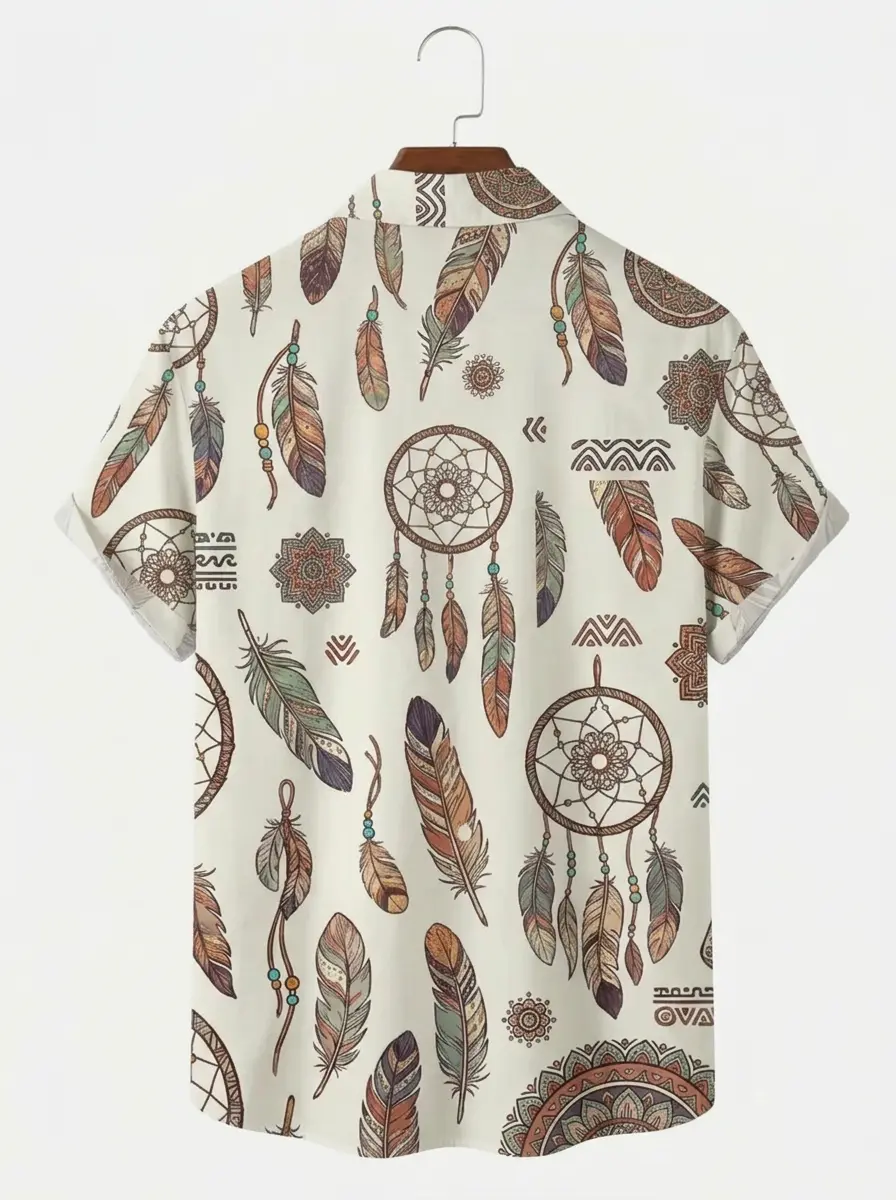 Men's printed shirts Bohemian Dreamcatcher Feather Aloha Shirt