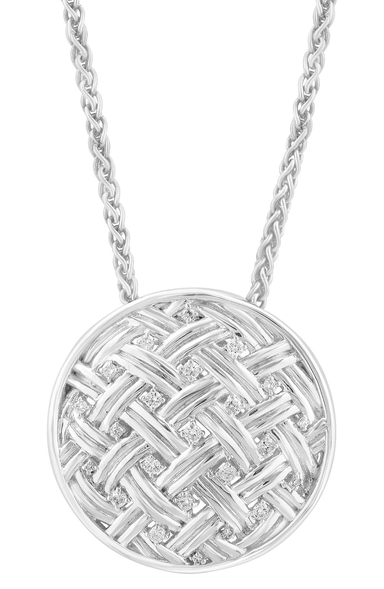 EFFY Sterling Silver Diamond Medallion Pendant Necklace