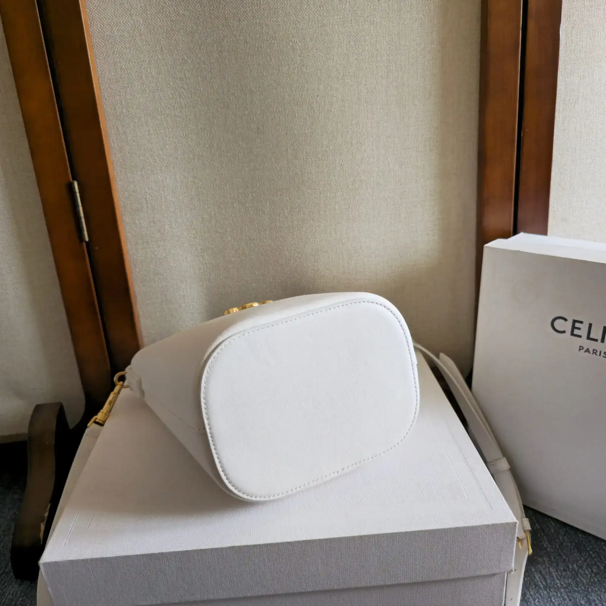 Celine White Louise Calfskin Bucket Bag product photo from LabelPicks