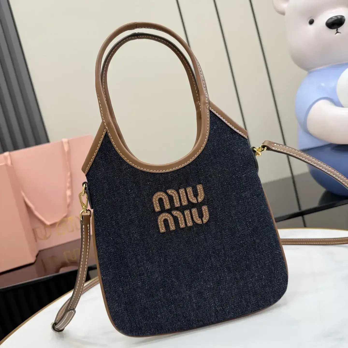 Miu Miu Brown Denim Tote Bag product photo from LabelPicks