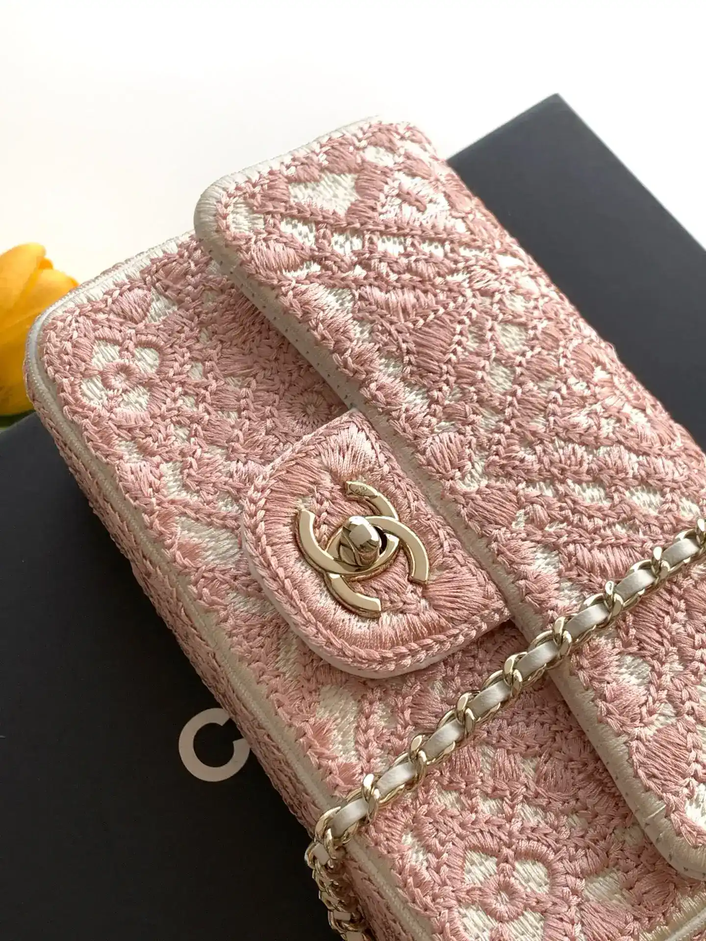 Chanel Pink Woven Leather Crossbody Bag product photo from LabelPicks