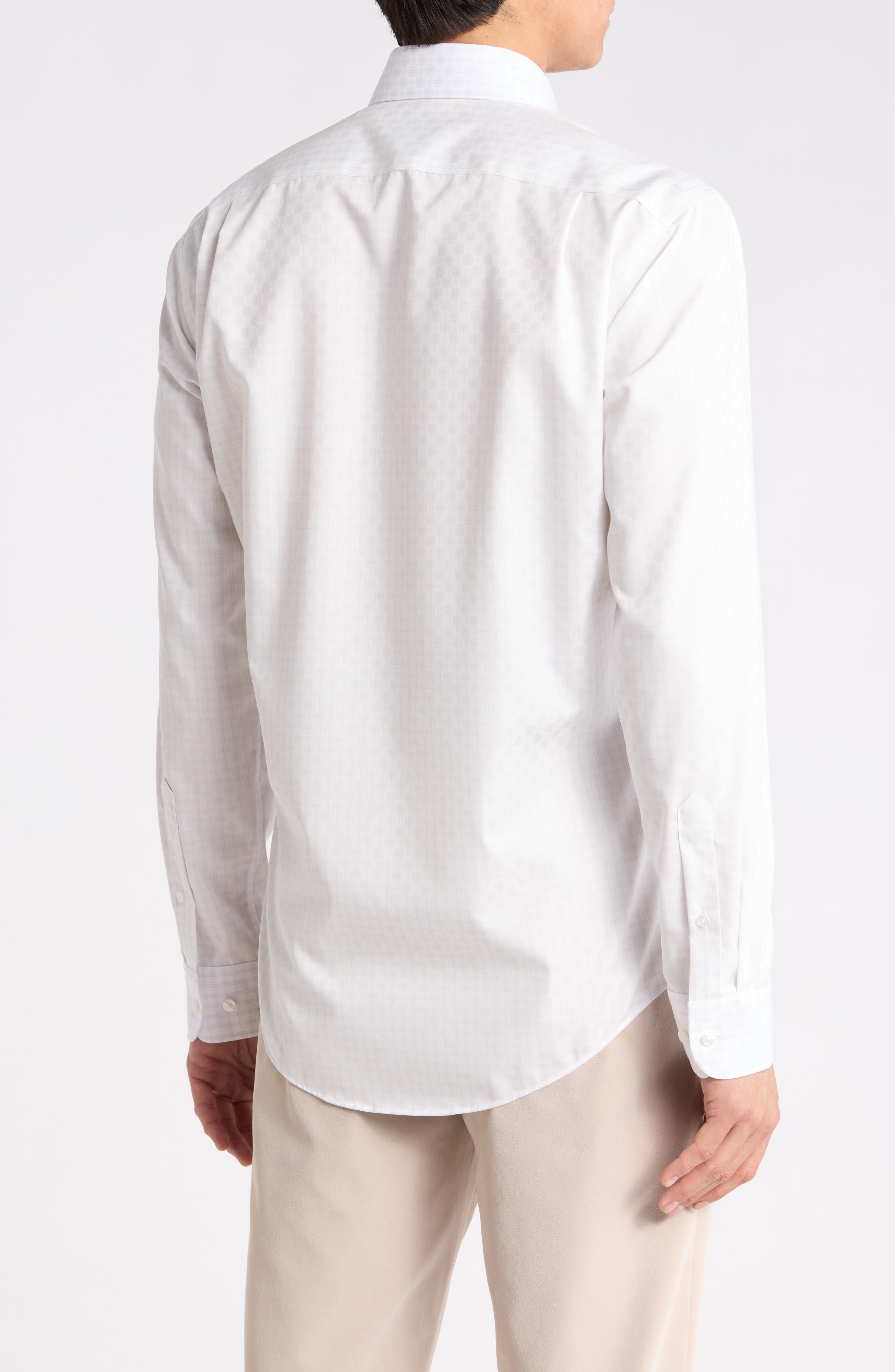 NORDSTROM RACK Trim Fit Plaid Cotton Dress Shirt