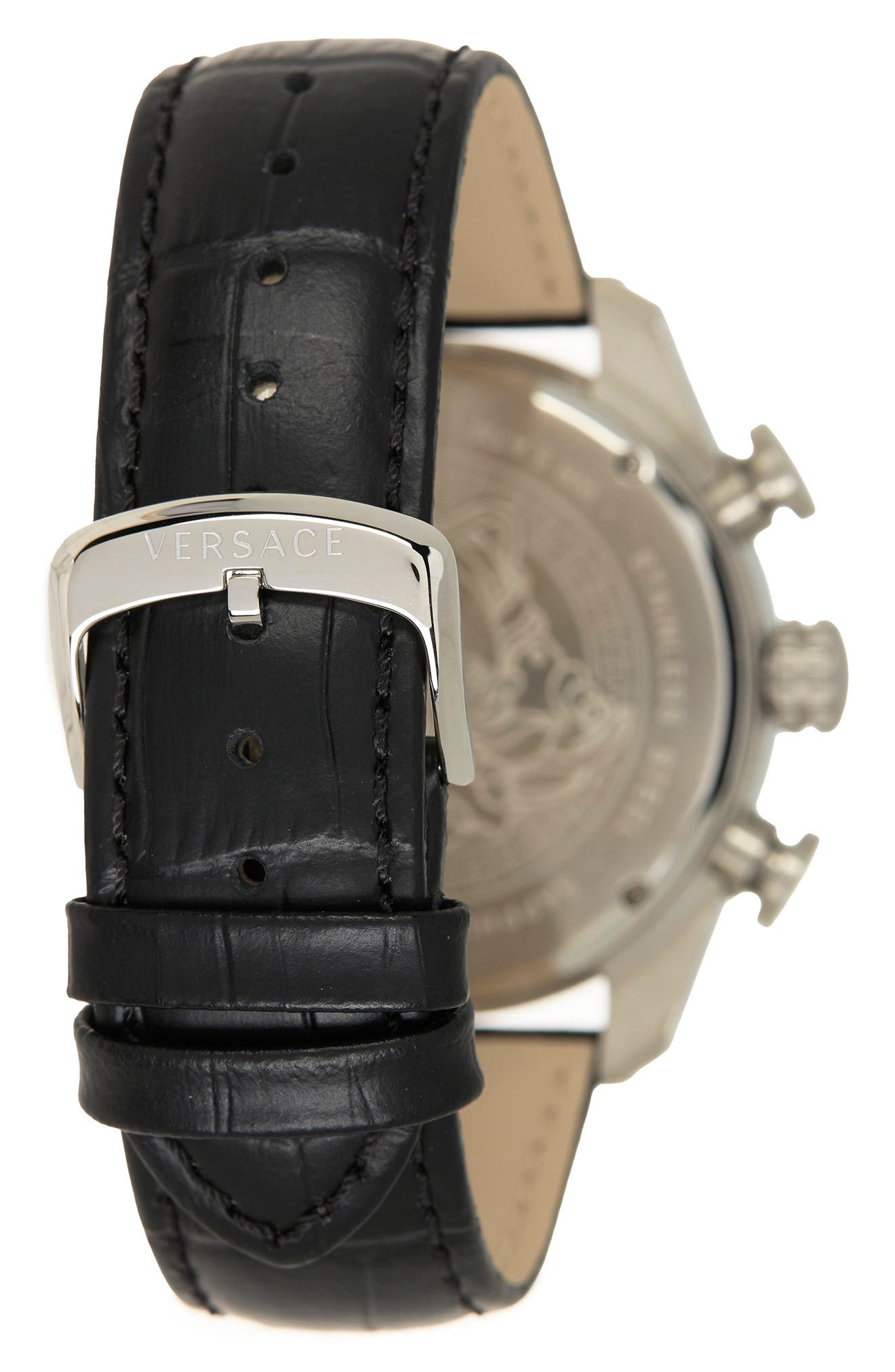 Versace Men's Tachymeter Croc Embossed Leather Strap Watch, 44mm