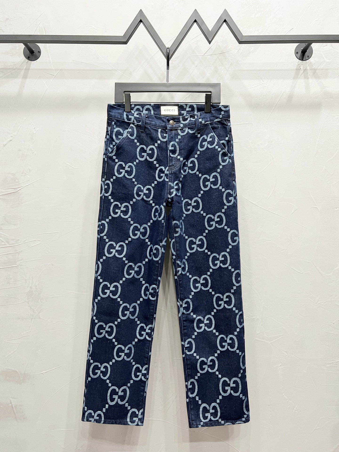 1021 High quality jacquard heavy wash denim pant
