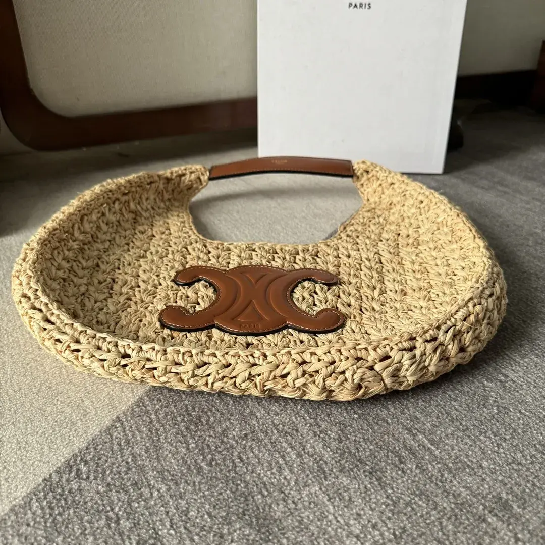 Celine Straw Woven Triomphe Hobo Bag product photo from LabelPicks