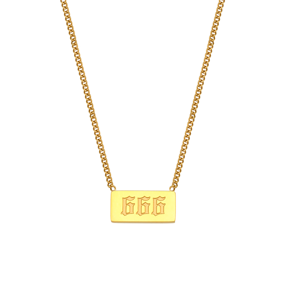 2022 New Square 666 Necklace 18k Gold