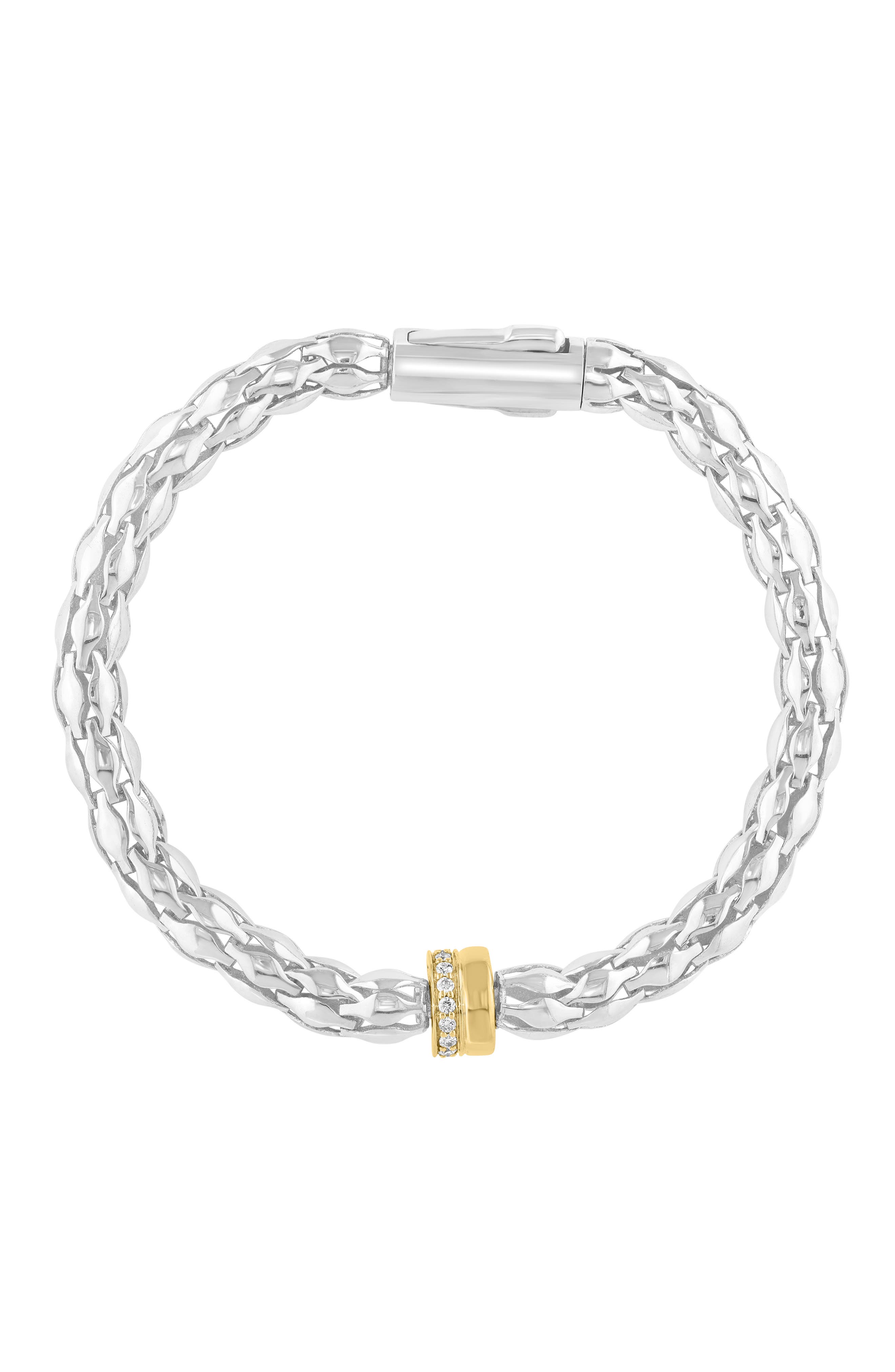 EFFY 14K Gold & Sterling Silver Diamond Rondelle Chain Bracelet