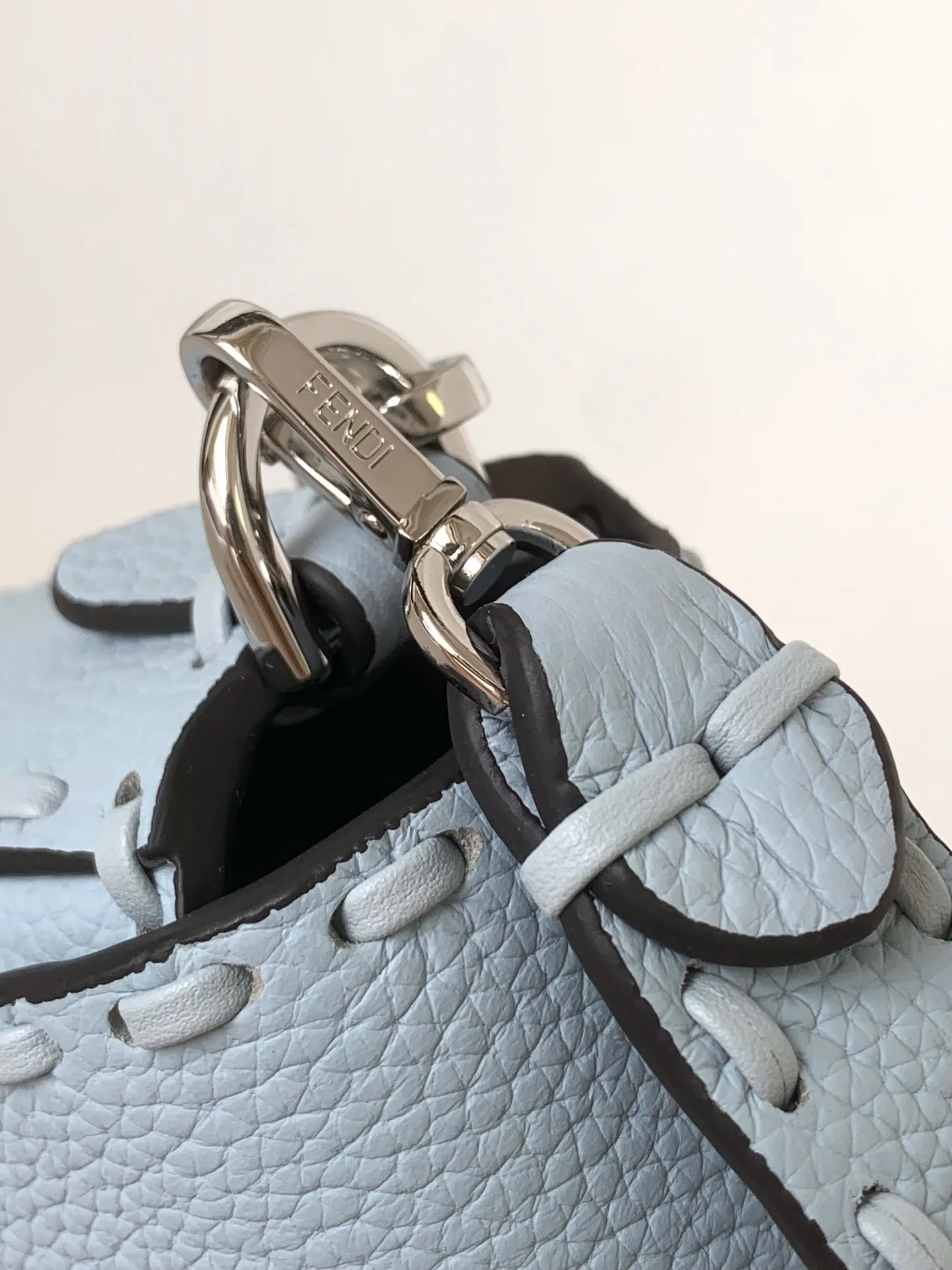 Fendi Silver Baguette Grained Leather Shoulder Bag product photo from LabelPicks