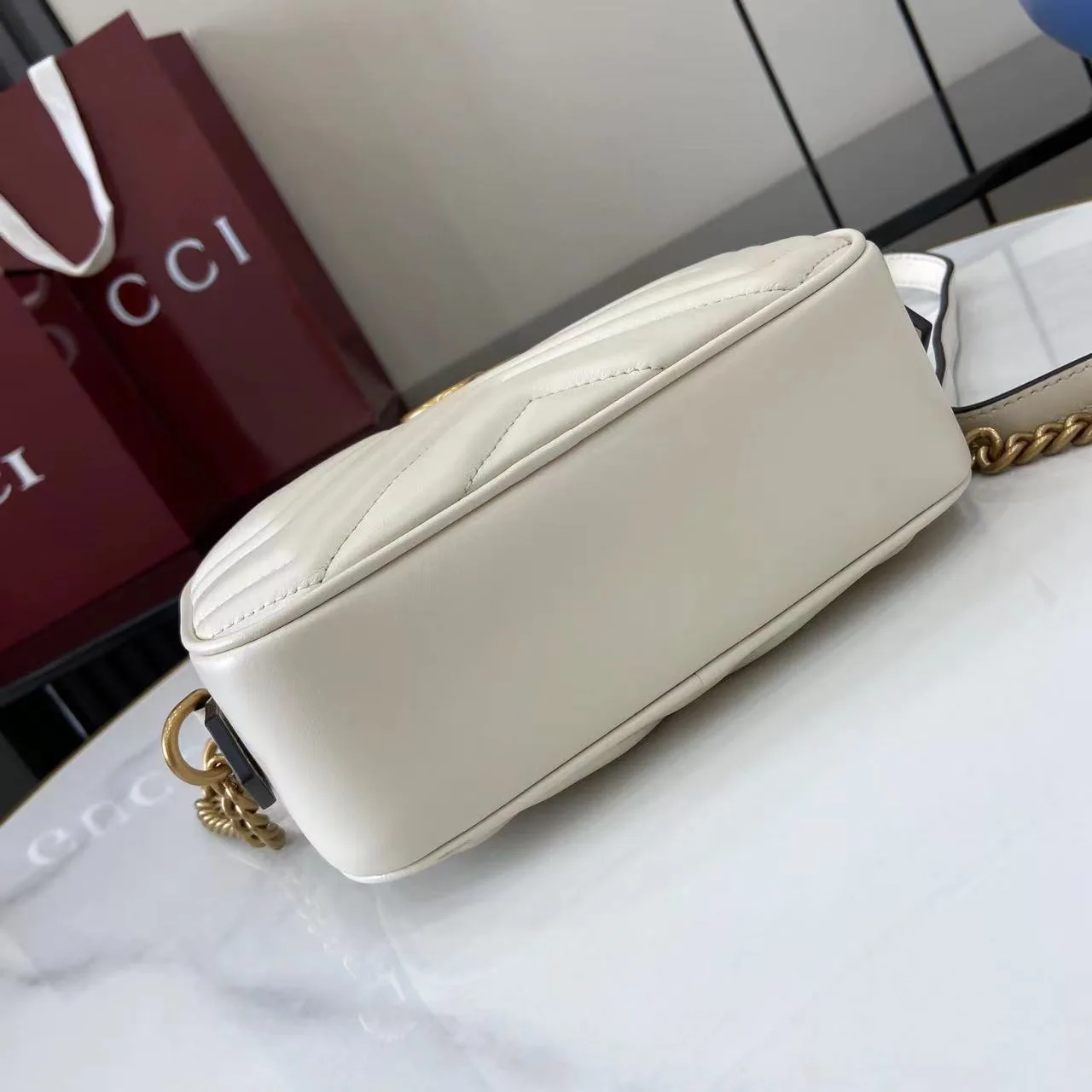 Gucci White Marmont GG Supreme Canvas Crossbody Bag product photo from LabelPicks