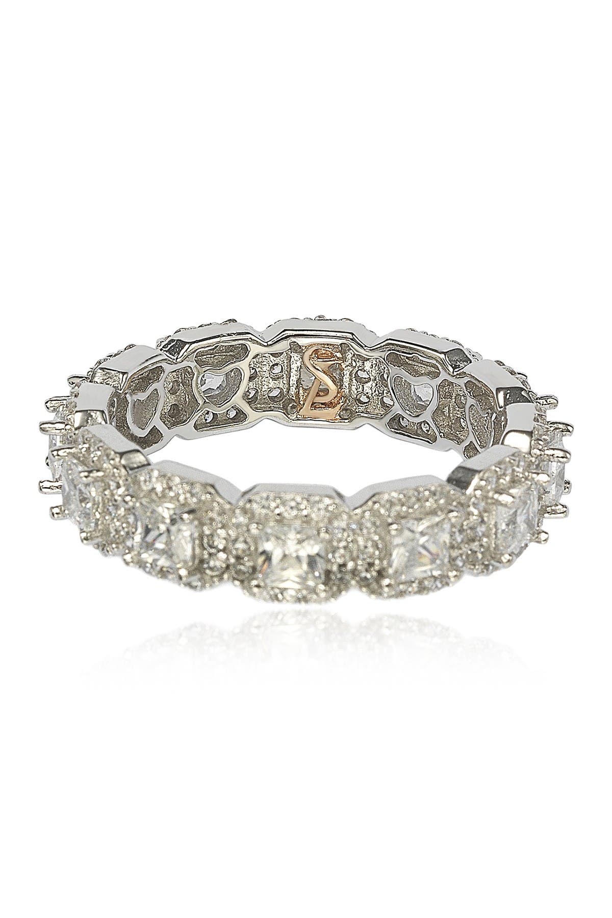 SUZY LEVIAN Sterling Silver Asscher Cut White CZ Band Ring