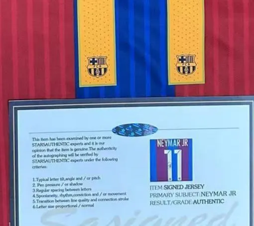 Neymar Jr SIGNED Barcelona 16/17 Home Jersey/Shirt - COA - 2016