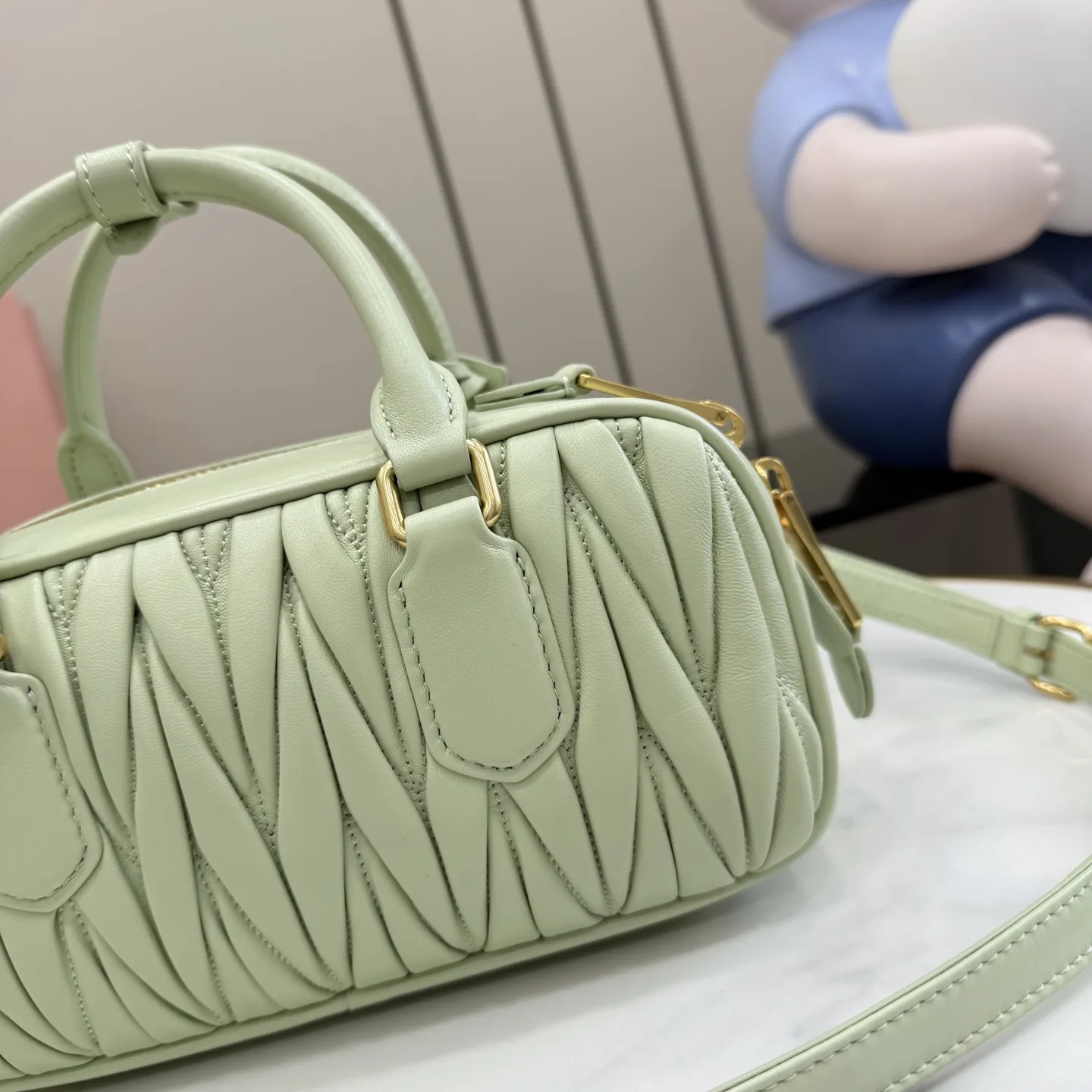 Miu Miu Matelasse Green Lambskin Top Handle Bag product photo from LabelPicks