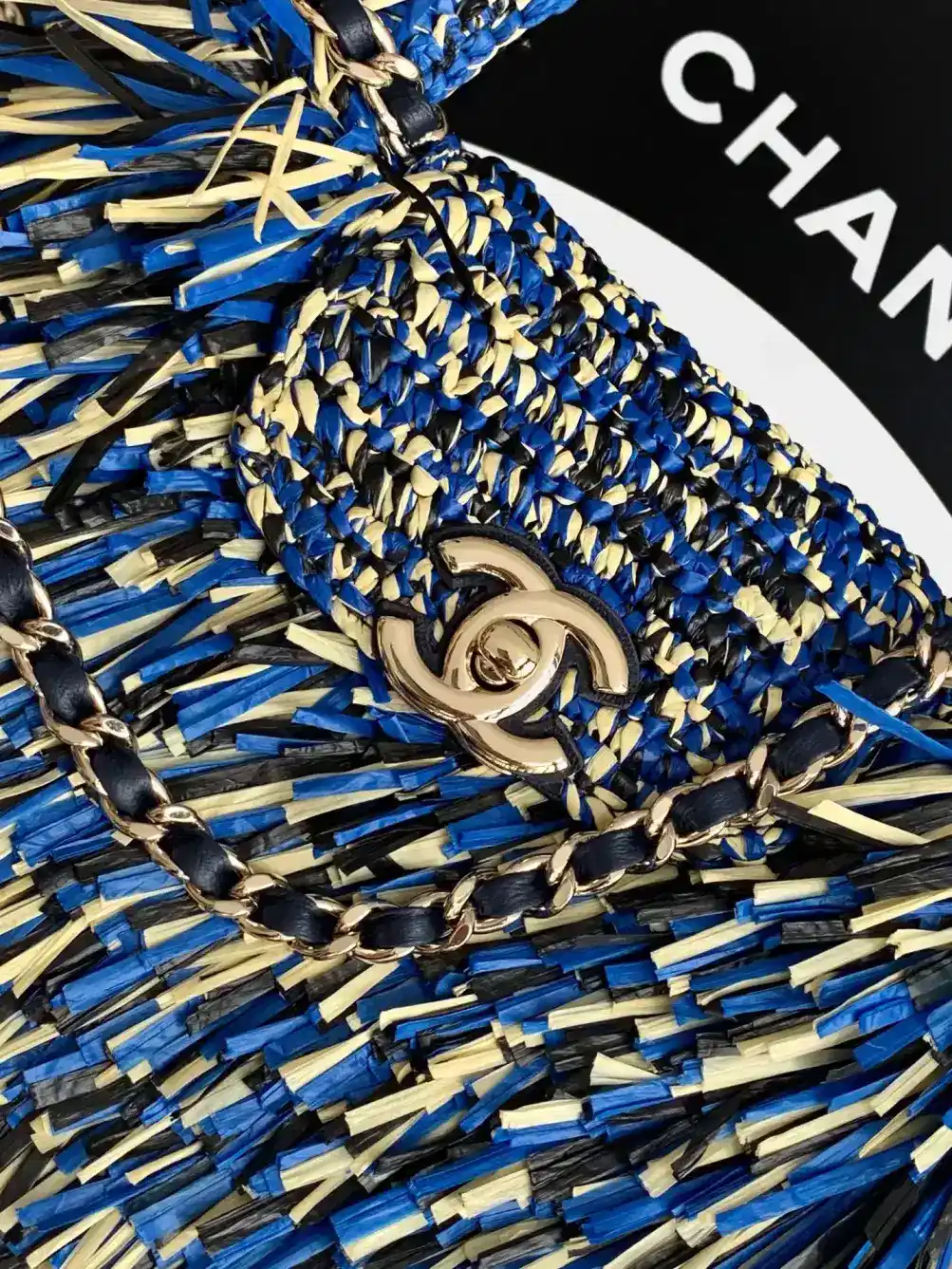 Chanel Blue Woven Leather Top Handle Bag product photo from LabelPicks