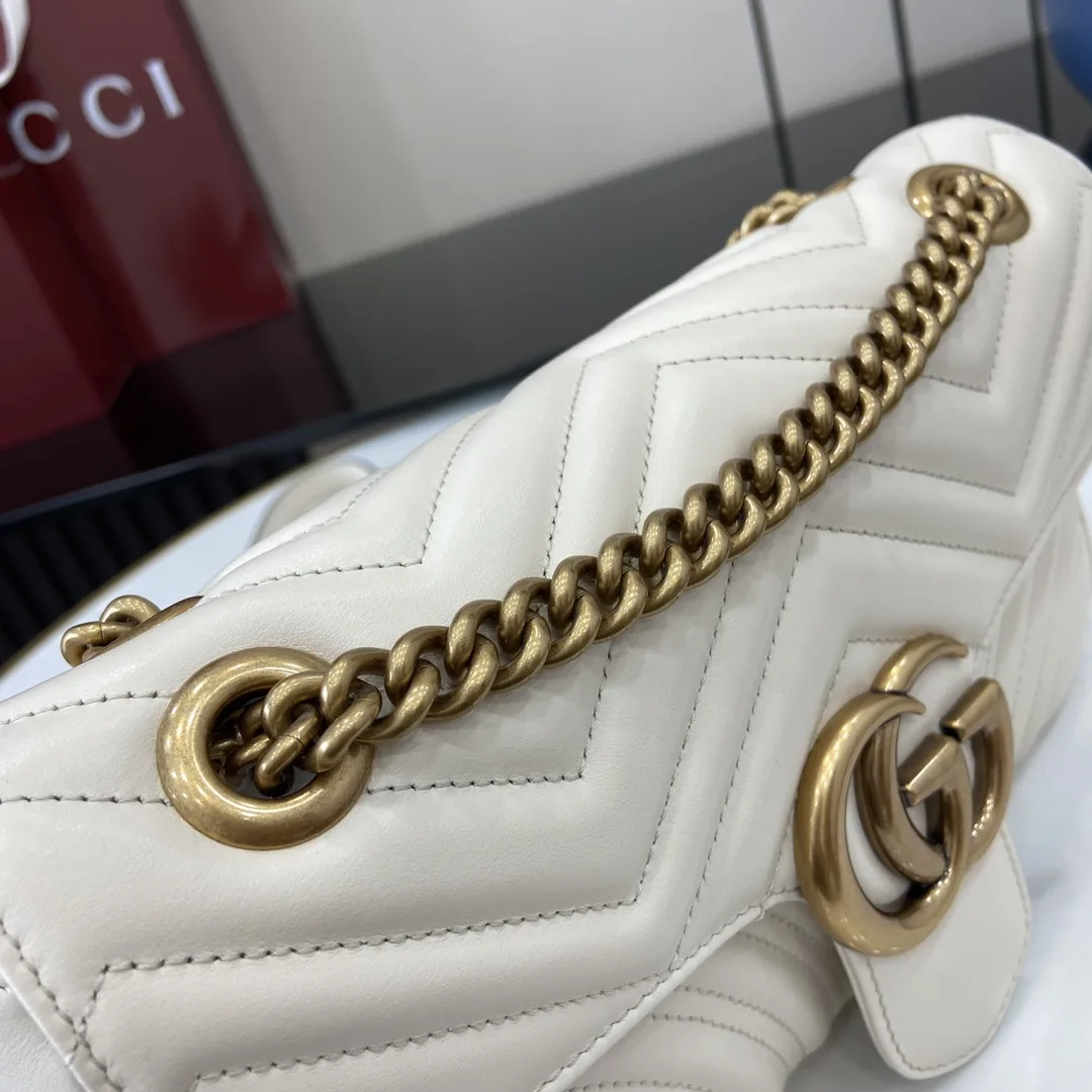 Gucci Marmont White GG Supreme Canvas Shoulder Bag product photo from LabelPicks