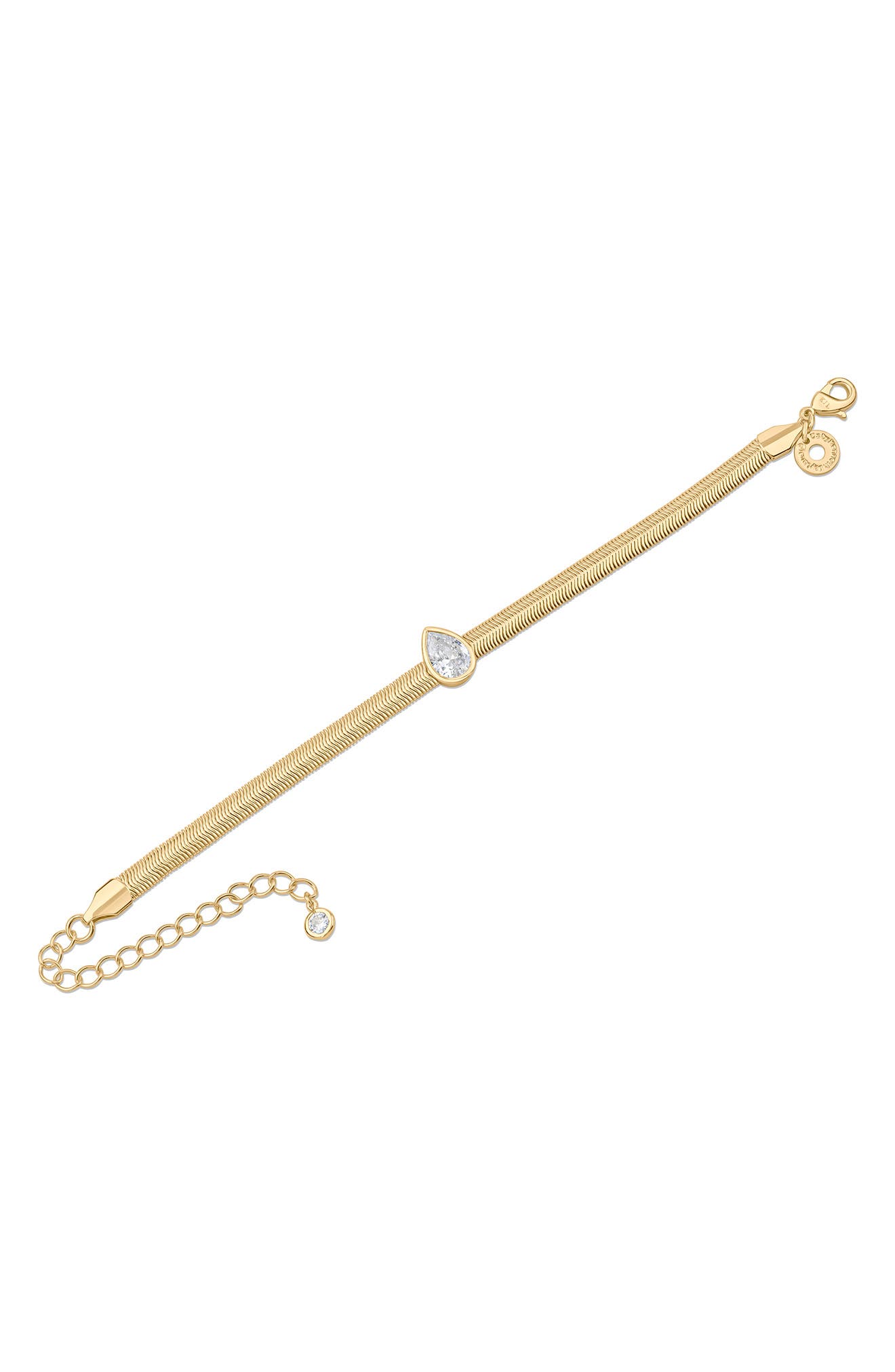 CZ by Kenneth Jay Lane Teardrop Cubic Zirconia Herringbone Chain Bracelet