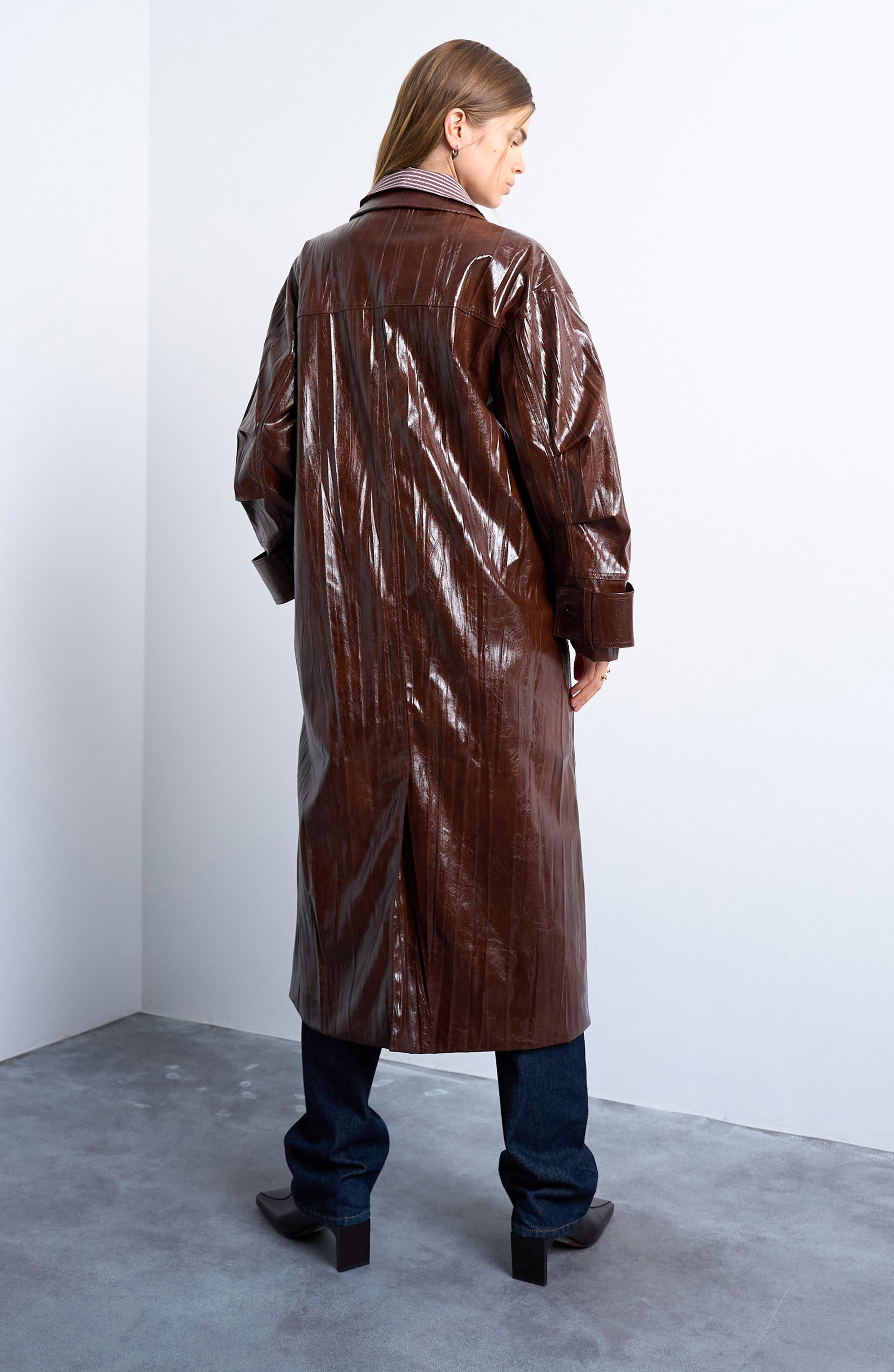 Topshop Faux Leather Trench Coat