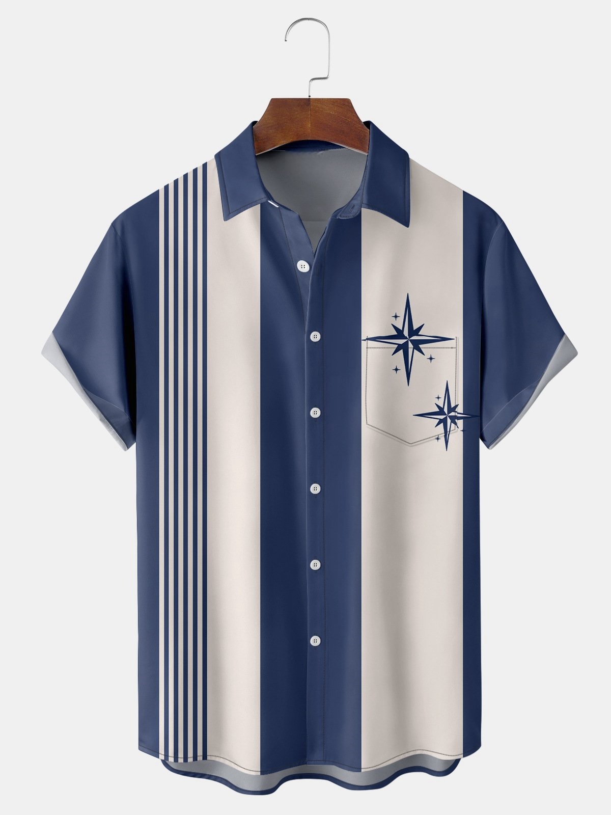 Mid Century Chest Pocket Short Sleeve Bowling Shirt