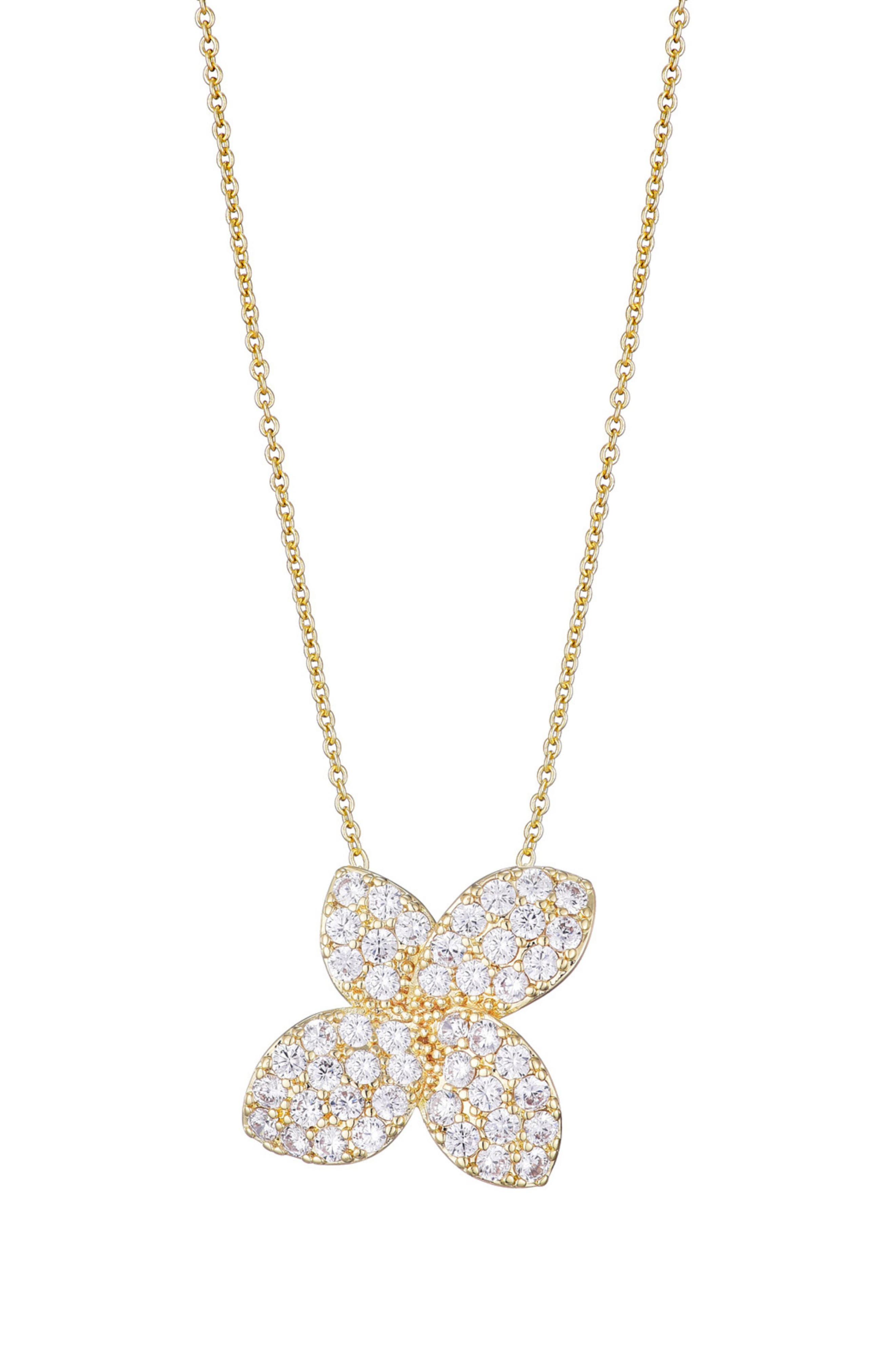 Adornia Oversize Cubic Zirconia Floral Pendant Necklace