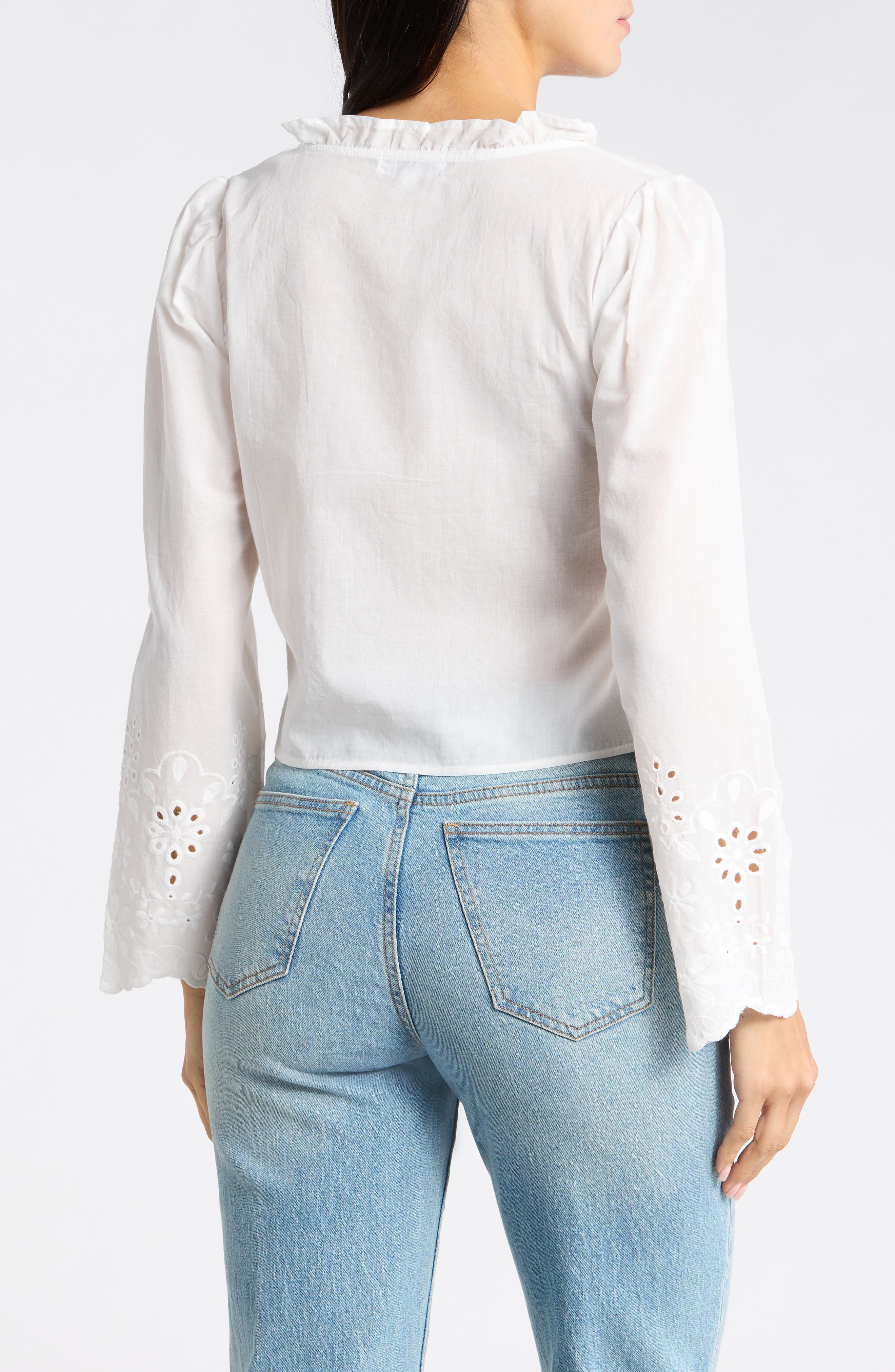 Vigoss Long Sleeve Eyelet Trim Top