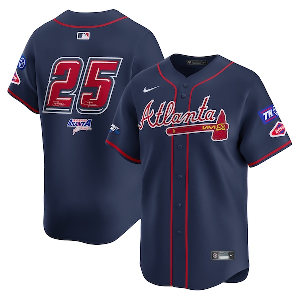 #25 Atlanta Braves Nike 2025 MLB Speedway Classic Alternate Limited Jersey - Navy