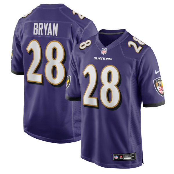 Taven Bryan Baltimore Ravens Nike Team Game Jersey -  Purple