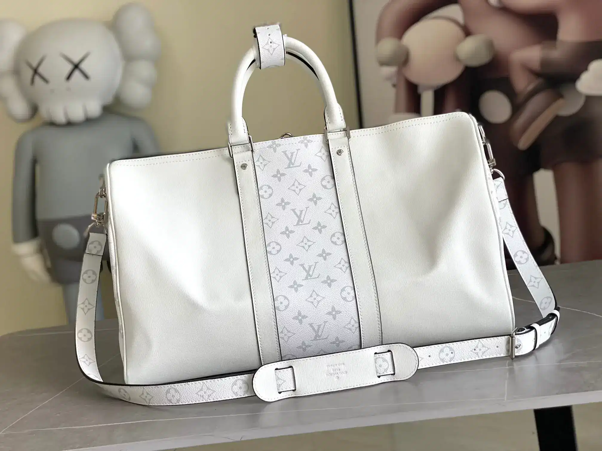 Louis Vuitton Keepall White Canvas and Leather Tote Bag product photo from LabelPicks