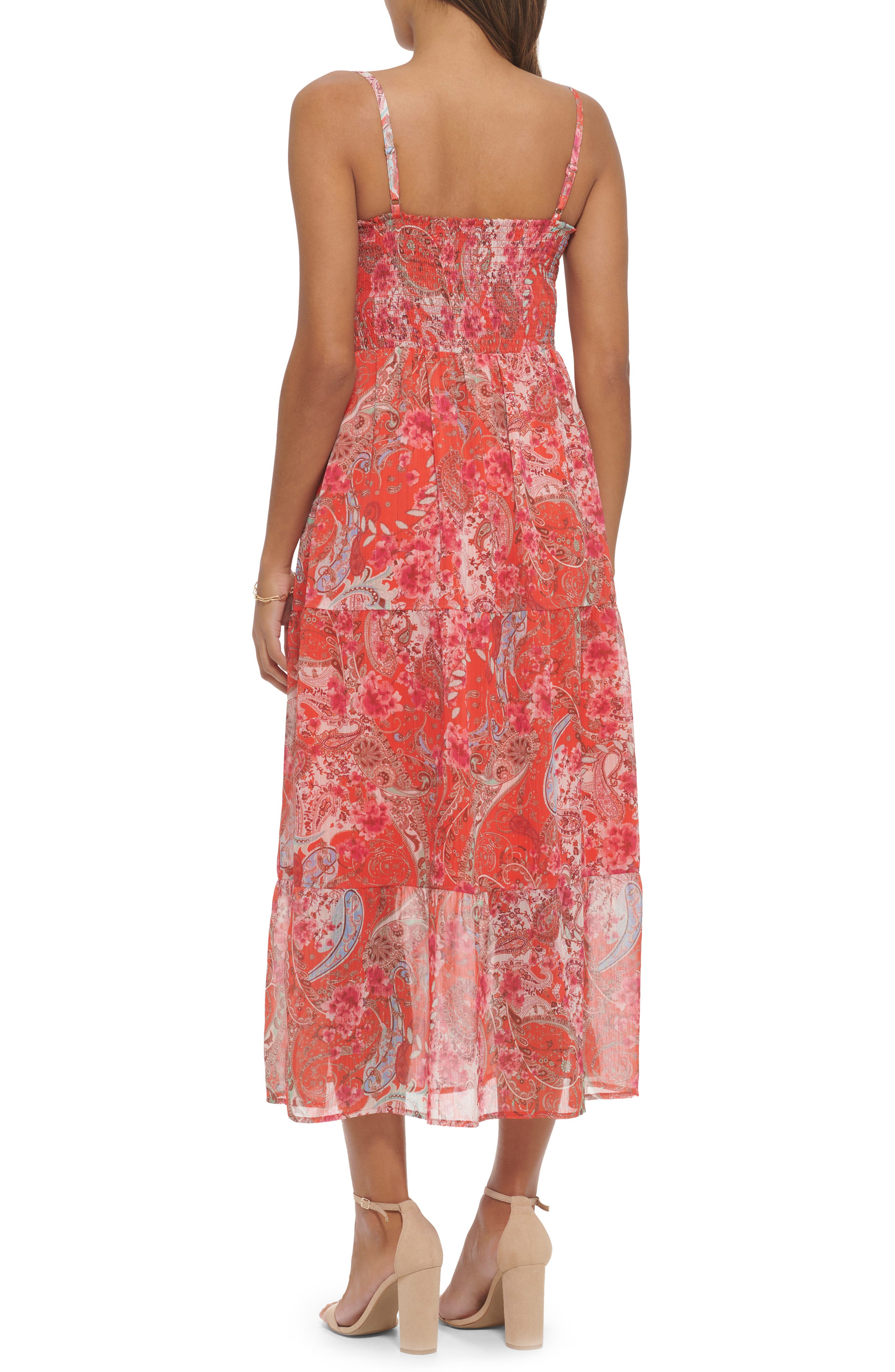 Kensie Lurex Chiffon Tiered Dress