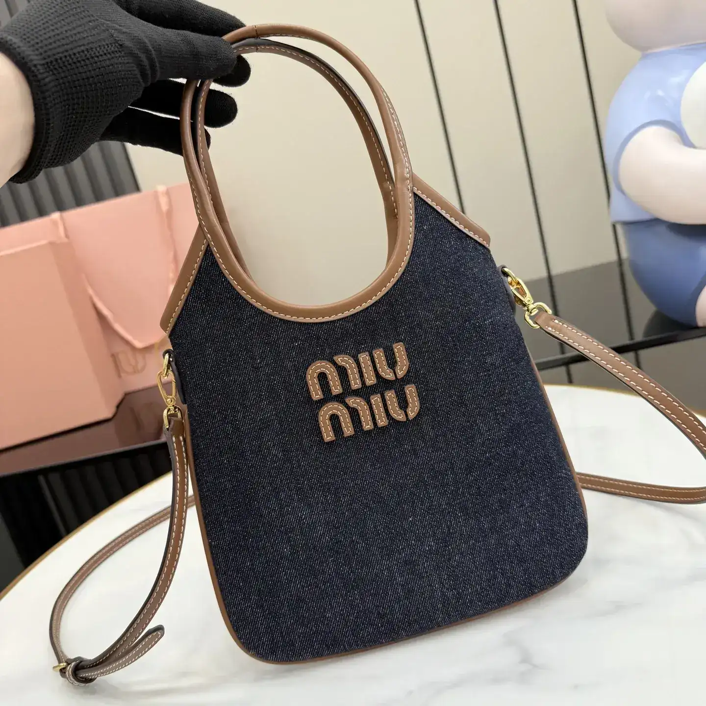 Miu Miu Brown Denim Tote Bag product photo from LabelPicks