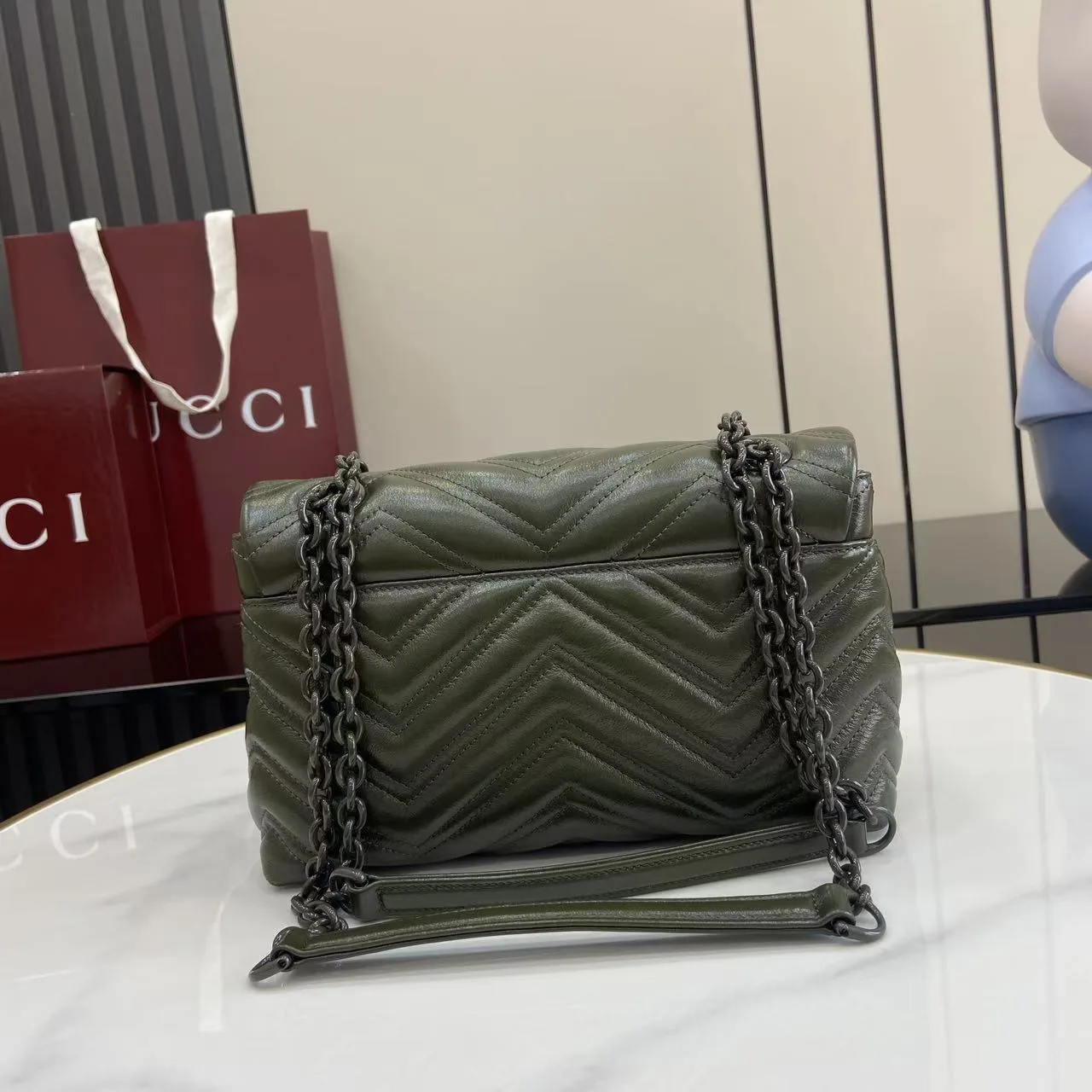 Gucci Green Marmont GG Supreme Canvas Shoulder Bag product photo from LabelPicks