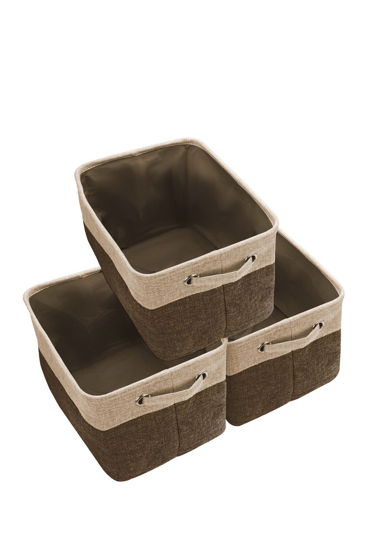 SORBUS Brown Twill Storage Basket - Set of 3